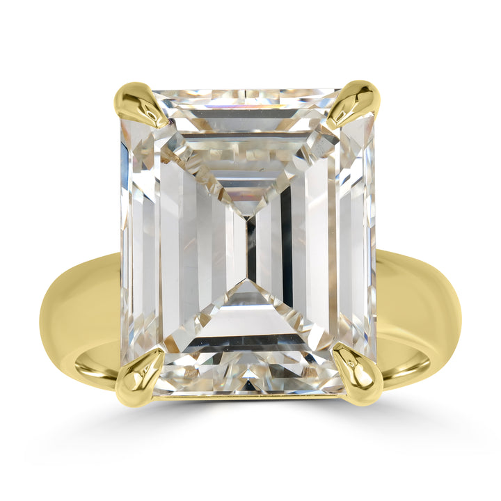 12.05 ct Solitaire Emerald Cut Engagement Ring in 18K Yellow Gold - GIA Certified