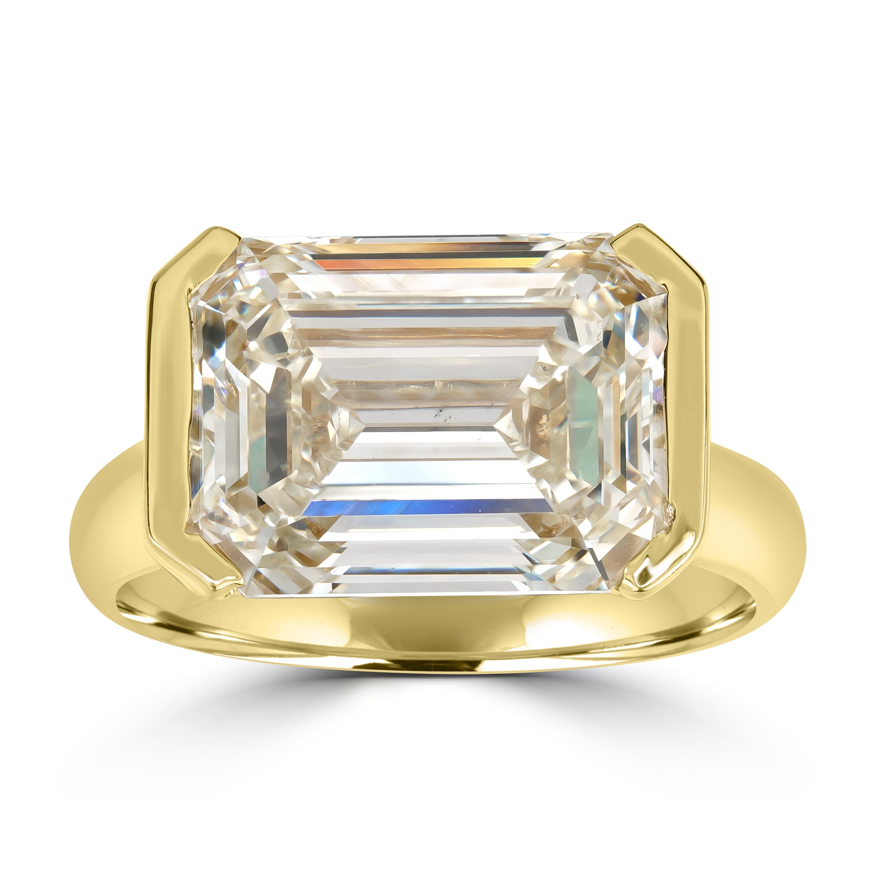 9.22 ct Solitaire Emerald Cut Engagement Ring in 18K Yellow Gold - EGL Certified
