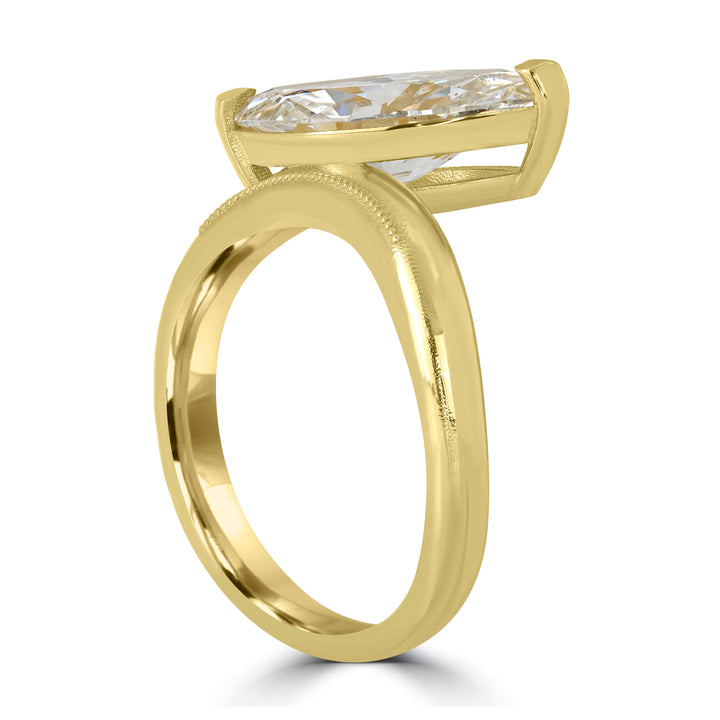 3.17 ct Solitaire Marquise Diamond Engagement Ring in 18K Yellow Gold - GIA Certified