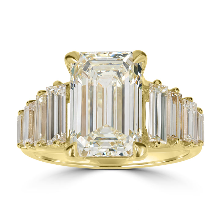 5.04 ct Solitaire Emerald Cut Diamond Ring in 18K Yellow Gold - GIA Certified