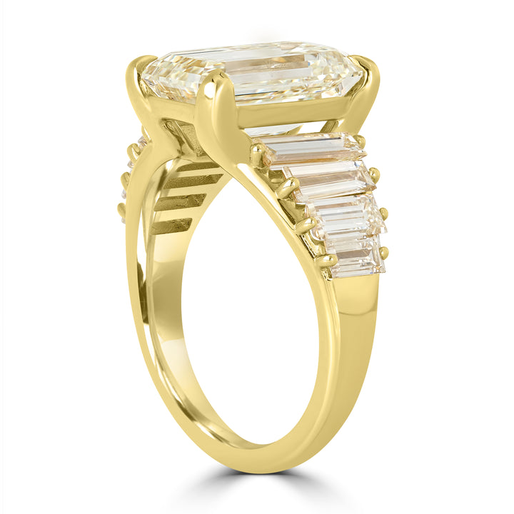 5.04 ct Solitaire Emerald Cut Diamond Ring in 18K Yellow Gold - GIA Certified
