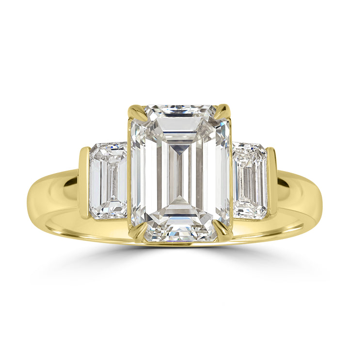 3.01 ct Solitaire Emerald Cut Diamond Engagement Ring in 18K Yellow Gold - GIA Certified