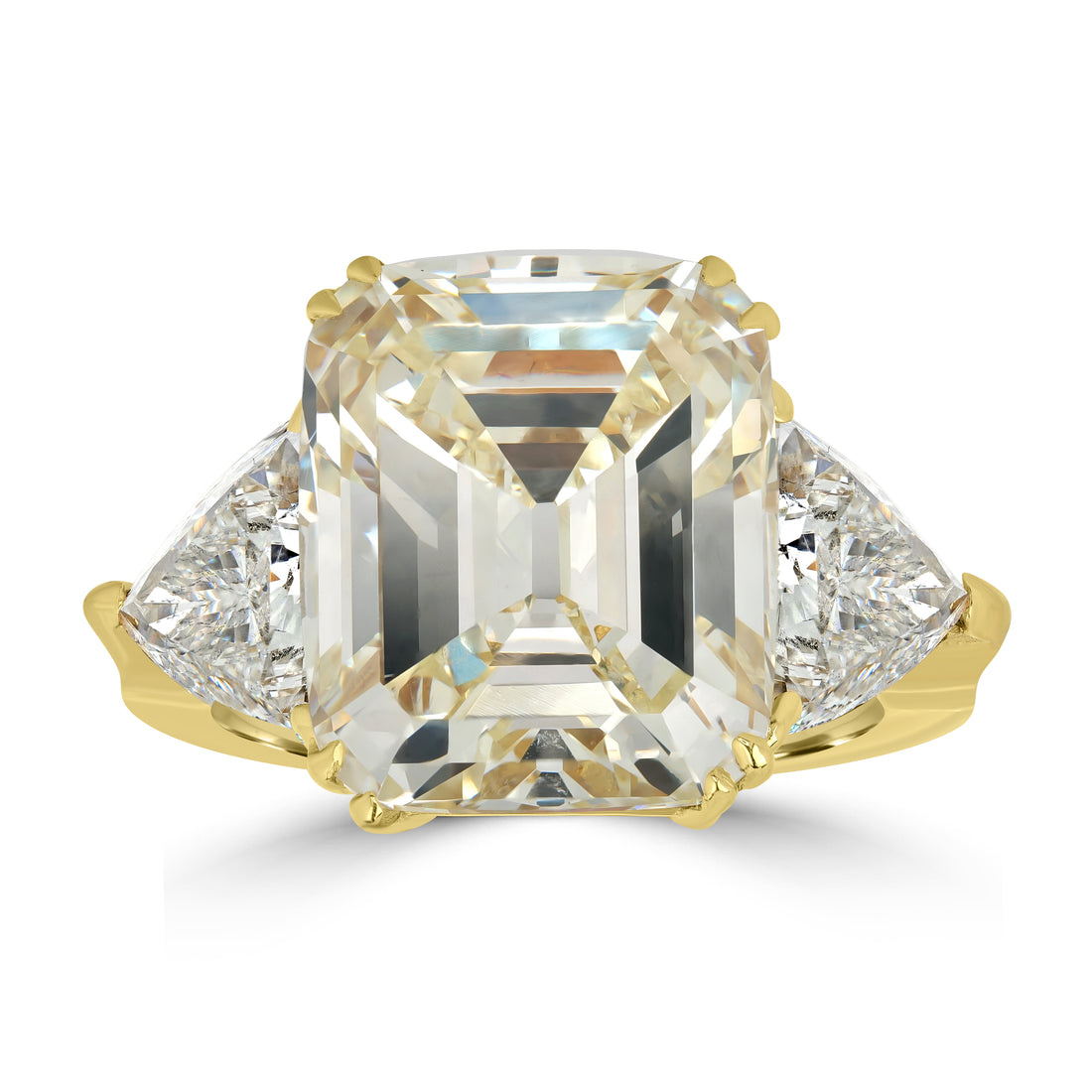 14.62 ct Solitaire Cushion Step Cut Diamond Engagement Ring in 18K Yellow Gold - GIA Certified