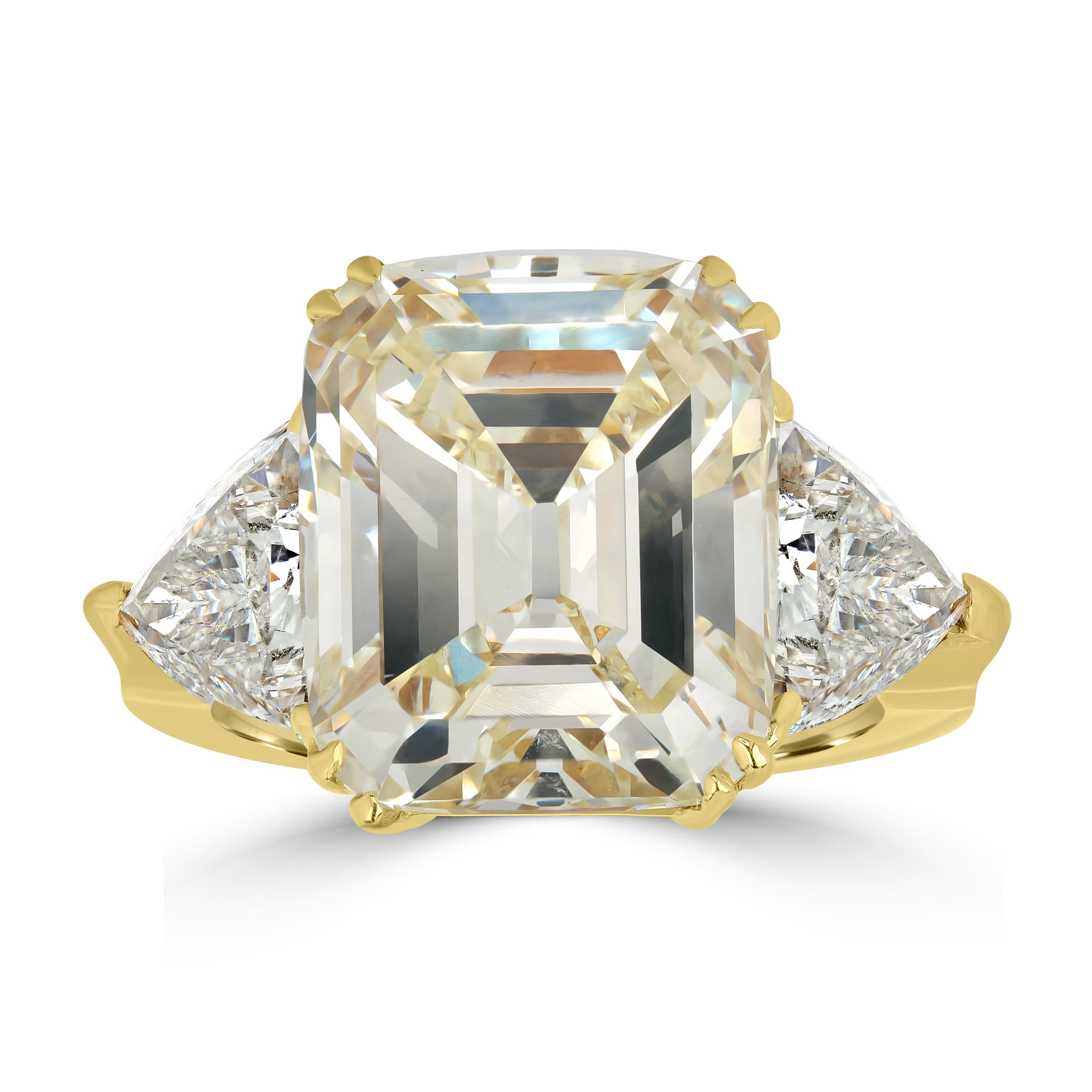 17.67 ctw Solitaire Cushion Step Cut Diamond Engagement Ring in 18K Yellow Gold - GIA Certified