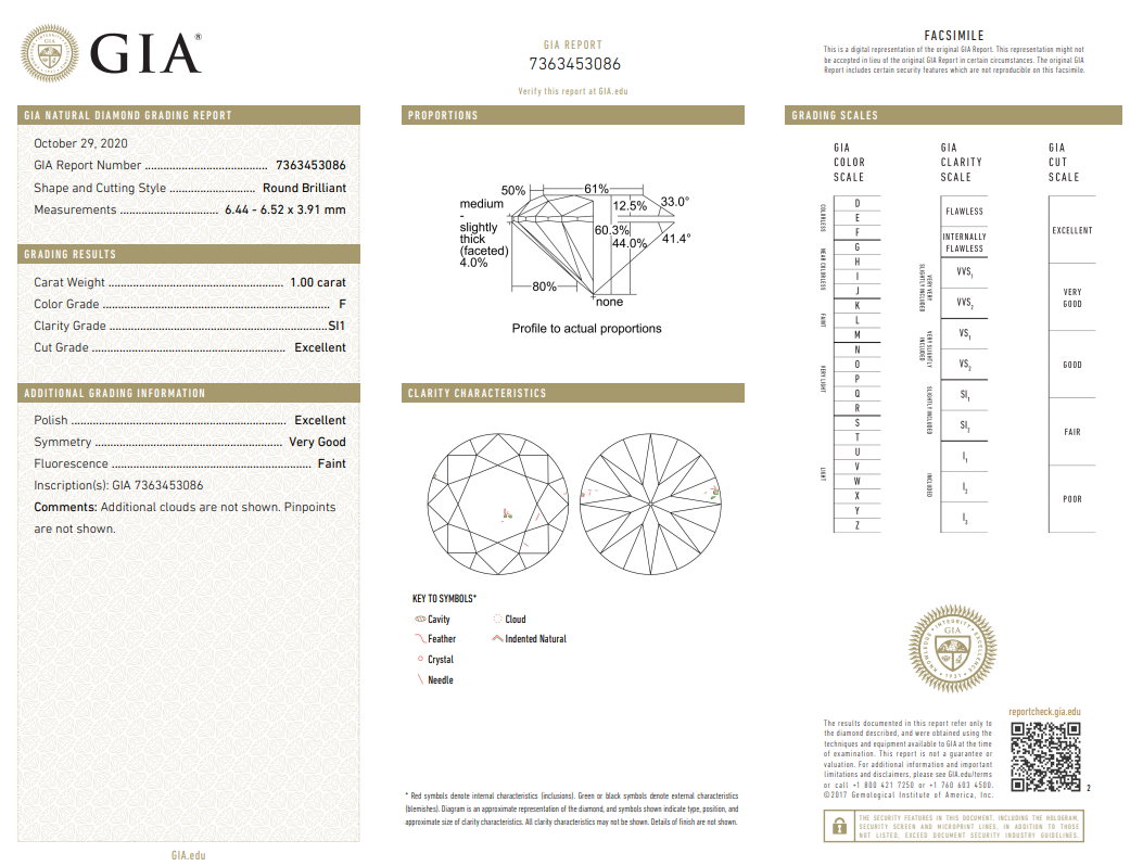 1.00 ct Diamond Ring in 18K White Gold - GIA Certified