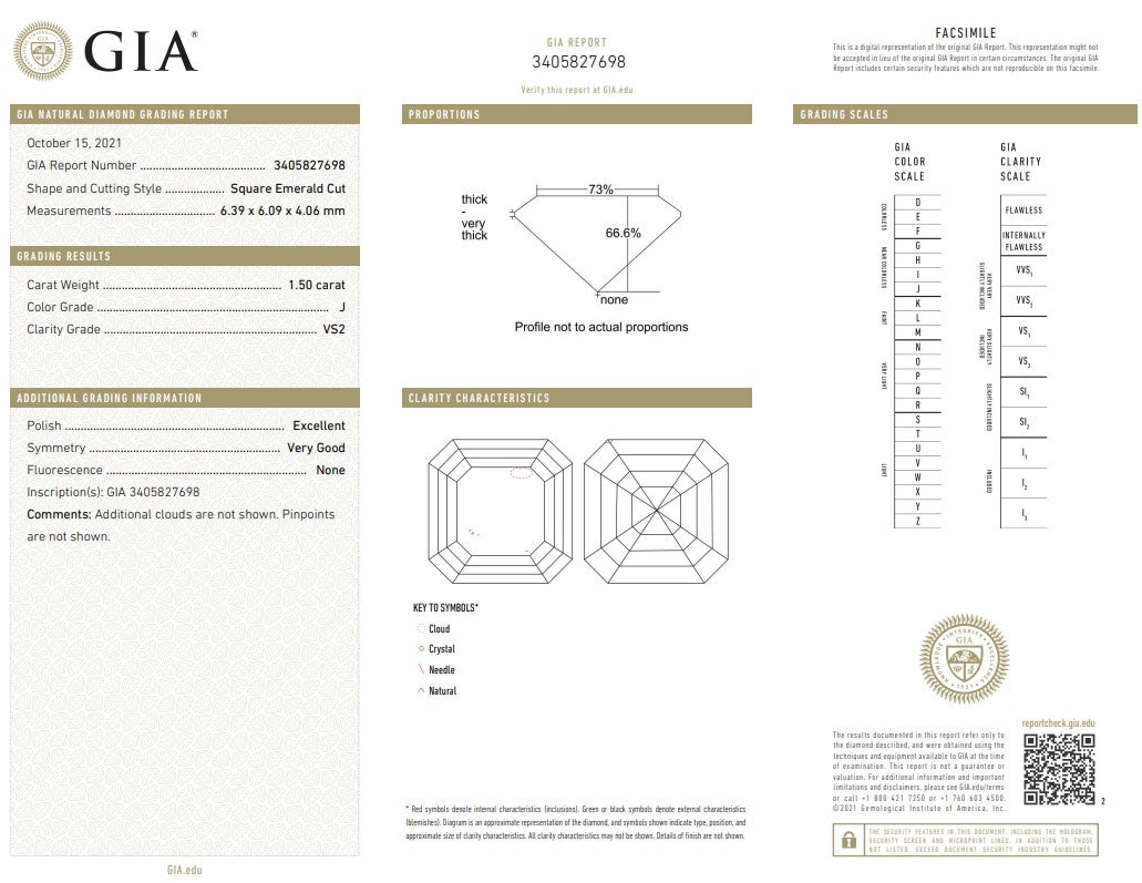 GIA Certified 3.00 Carat Square Emerald Cut Diamond Studs