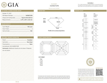 GIA Certified 3.00 Carat Square Emerald Cut Diamond Studs