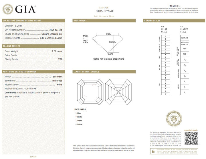 GIA Certified 3.00 Carat Square Emerald Cut Diamond Studs