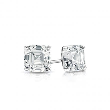 3.00 ct Square Emerald Cut Diamond Studs in 18K White Gold - GIA Certified