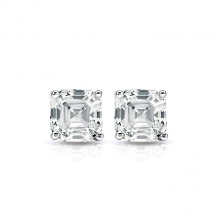 3.00 ct Square Emerald Cut Diamond Studs in 18K White Gold - GIA Certified