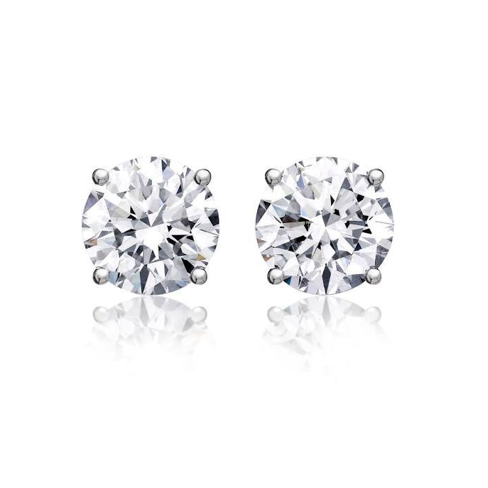 Diamond Solitaire Studs 3.00 Carat in White Gold