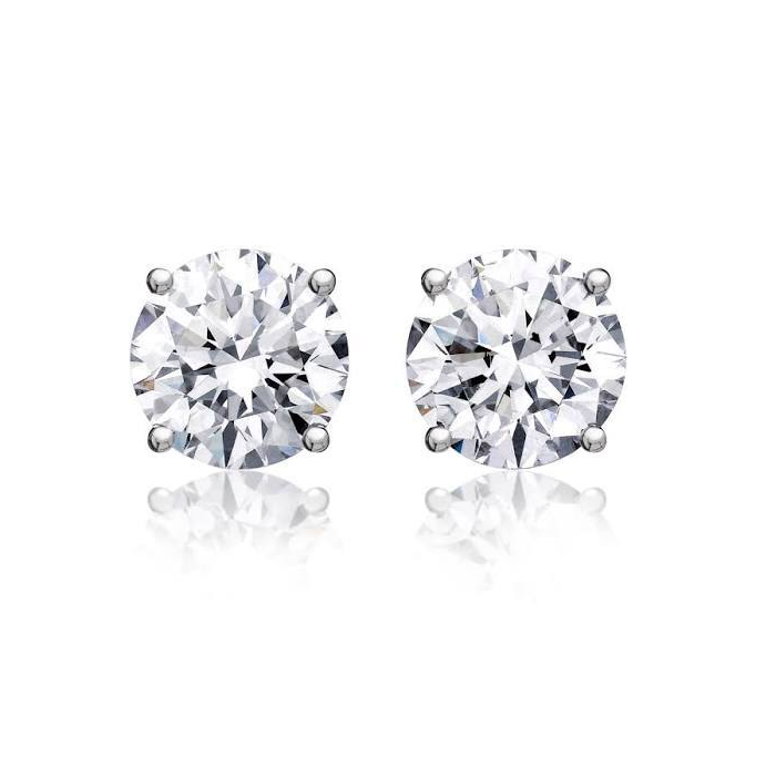 2.00 ct Round Diamond Solitaire Studs in 14K White Gold