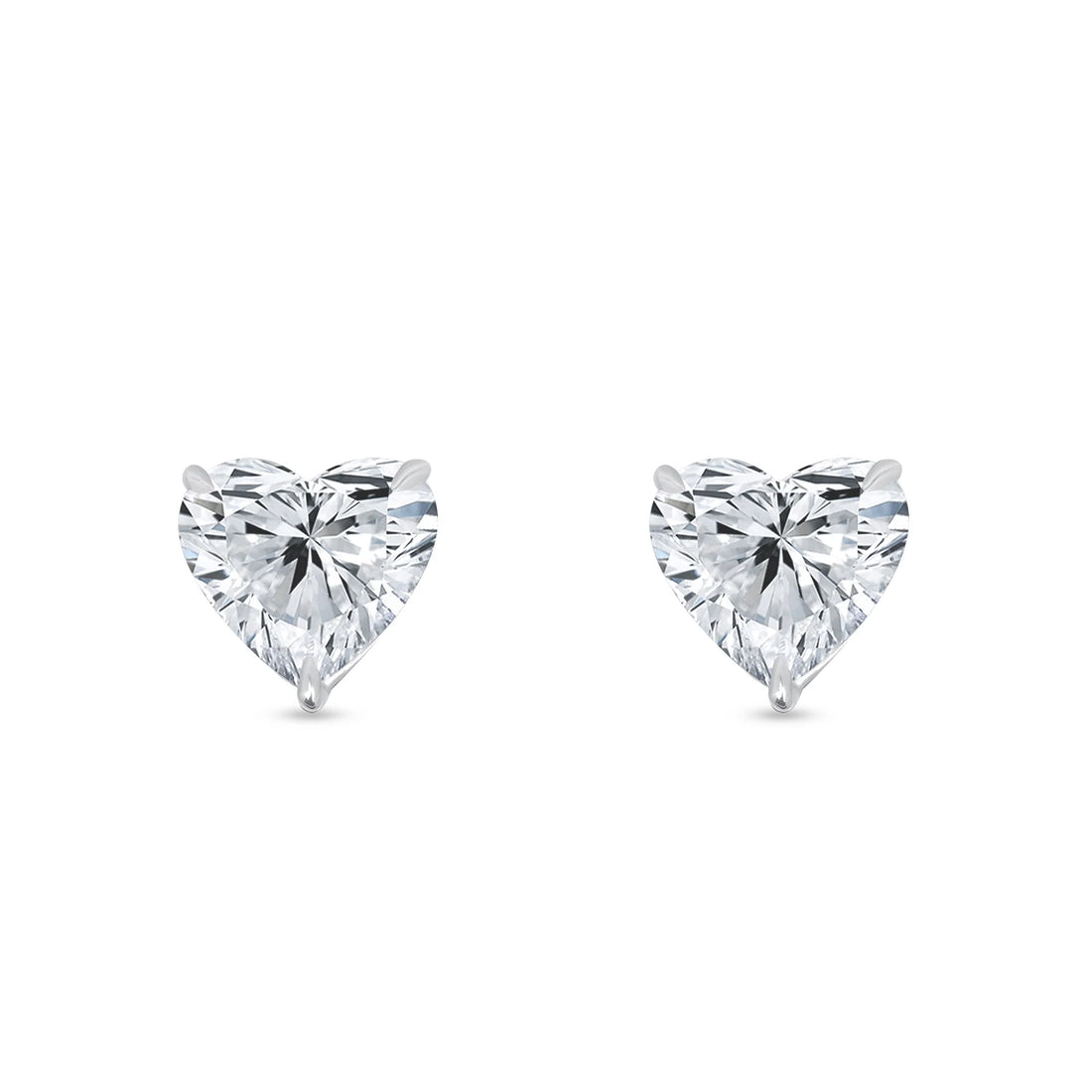 Diamond Solitaire Heart-Shaped Studs 2.01 Carat in White Gold