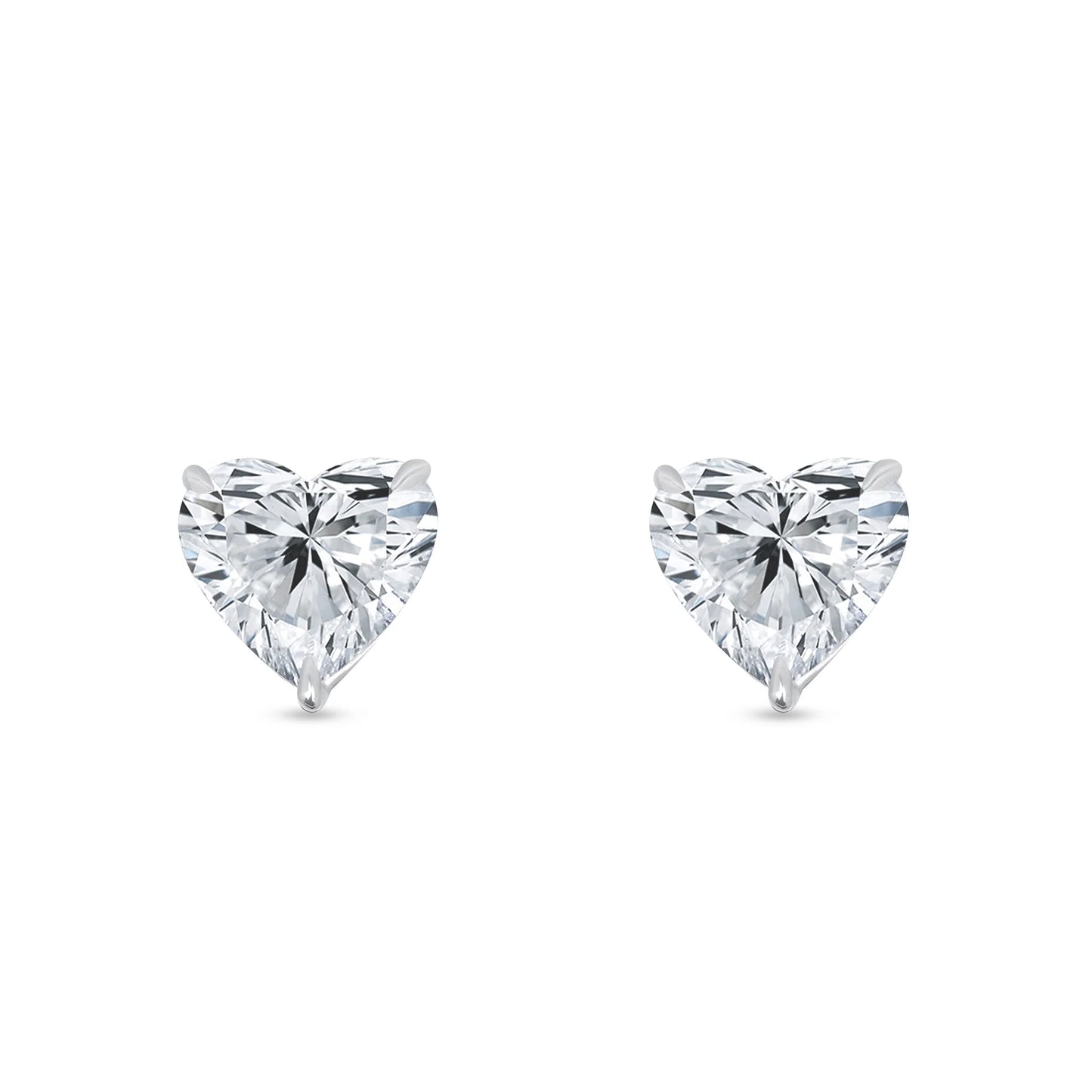 Diamond Solitaire Heart-Shaped Studs 2.01 Carat in White Gold