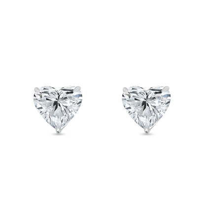 Diamond Solitaire Heart-Shaped Studs 2.01 Carat in White Gold