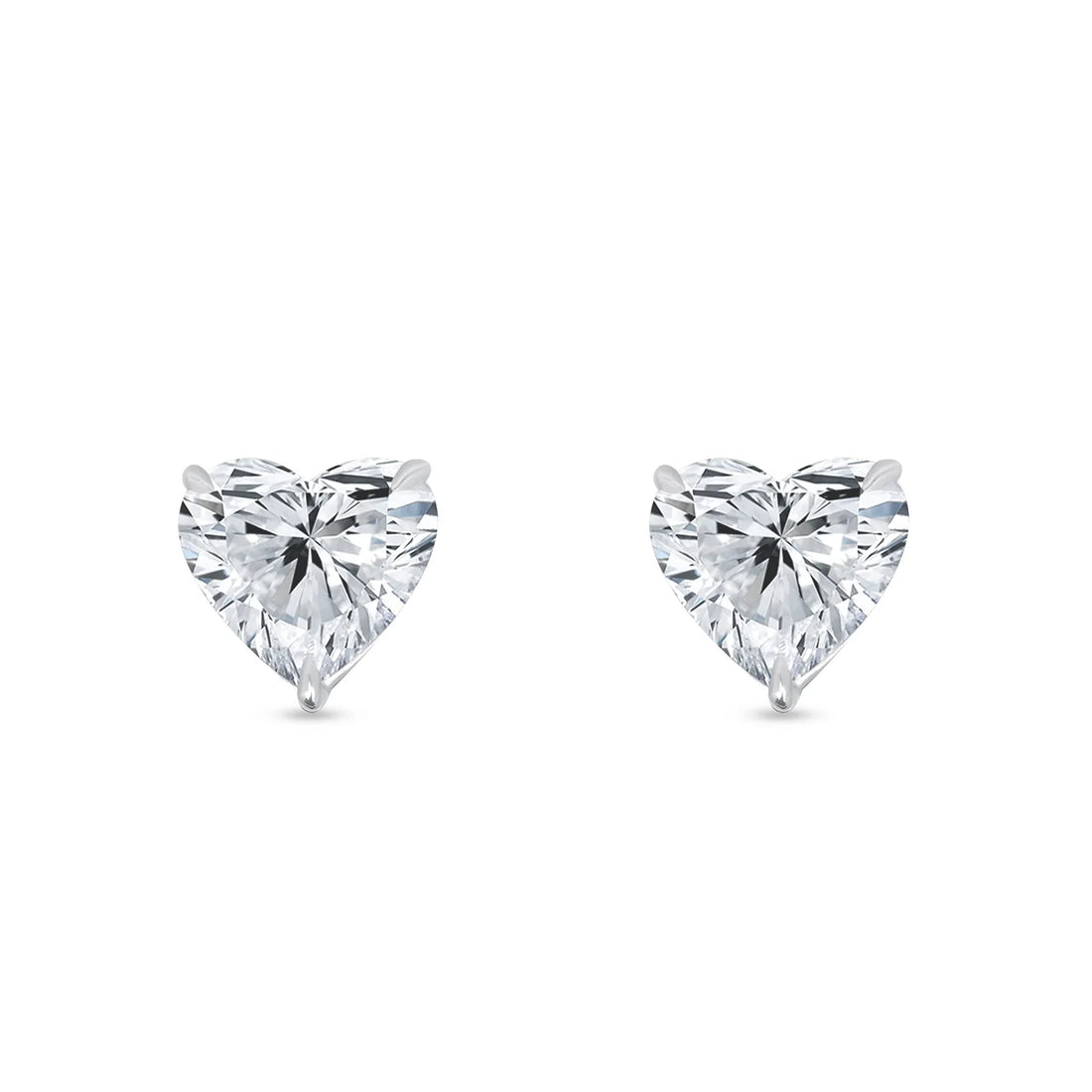 2.01 ct Solitaire Diamond Heart-Shaped Studs in 14K White Gold
