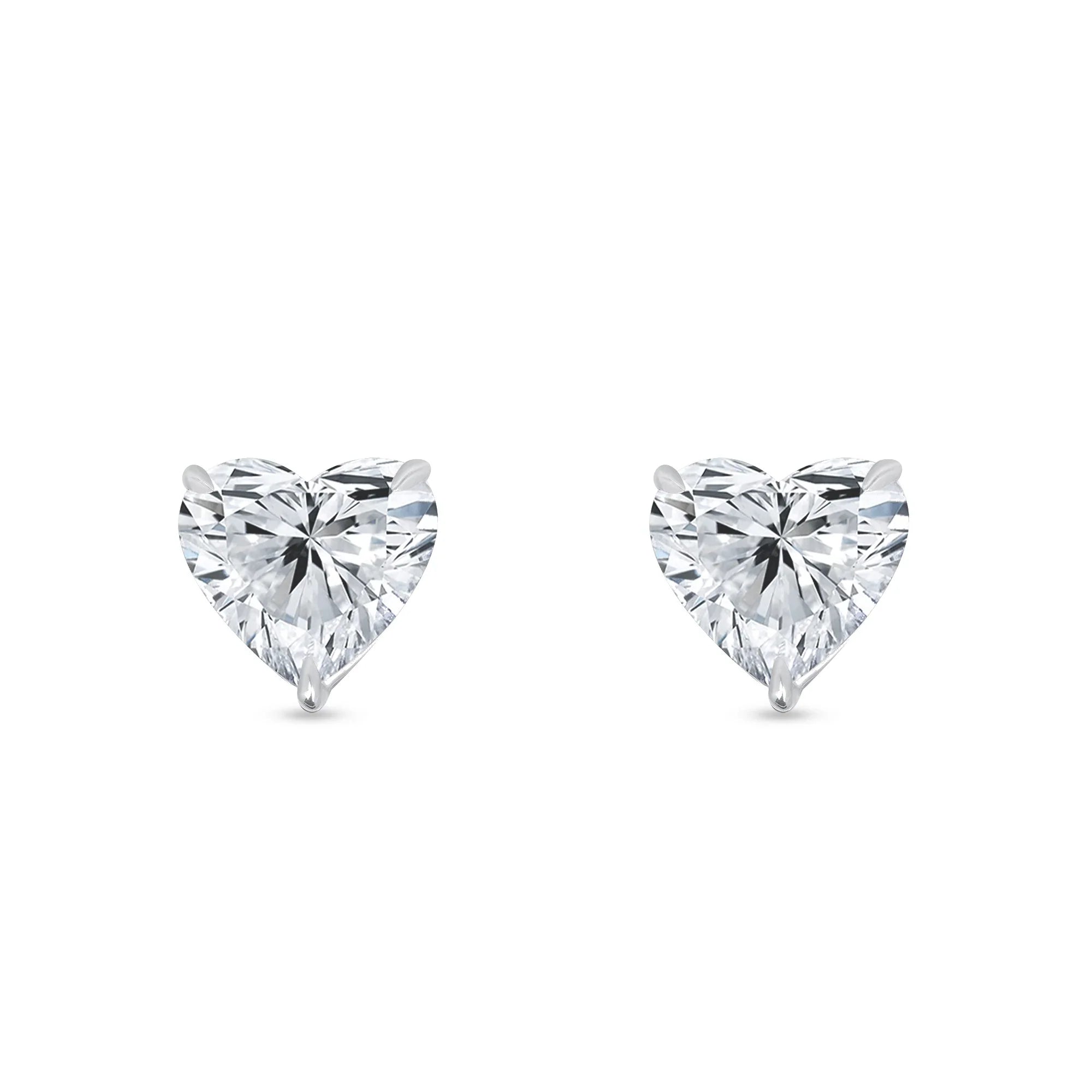 3.44 ct Heart-Shaped Diamond Solitaire Studs in 14K White Gold - GIA Certified