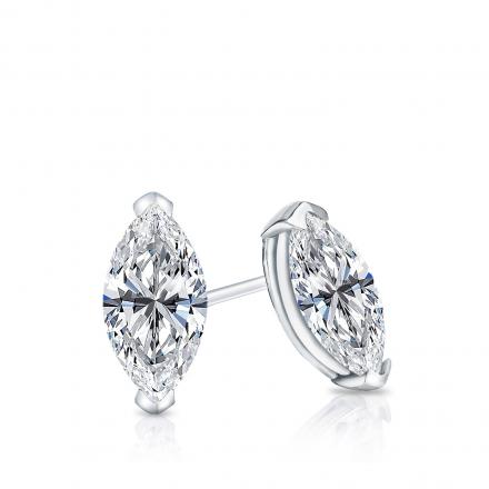 Certified Solitaire Marquise Diamond Studs 2.28 Carat in White Gold