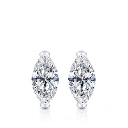 Certified Solitaire Marquise Diamond Studs 2.28 Carat in White Gold