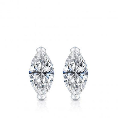 Certified Solitaire Marquise Diamond Studs 2.28 Carat in White Gold