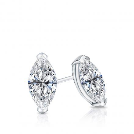 2.03 ct Diamond Solitaire Marquise Studs in 18K White Gold