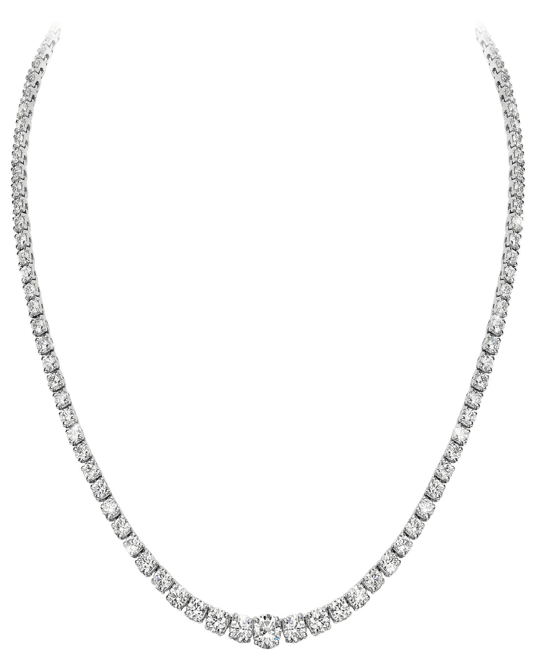 Graduated Diamond Tennis Necklace (35.16 CT Diamonds) in White Gold