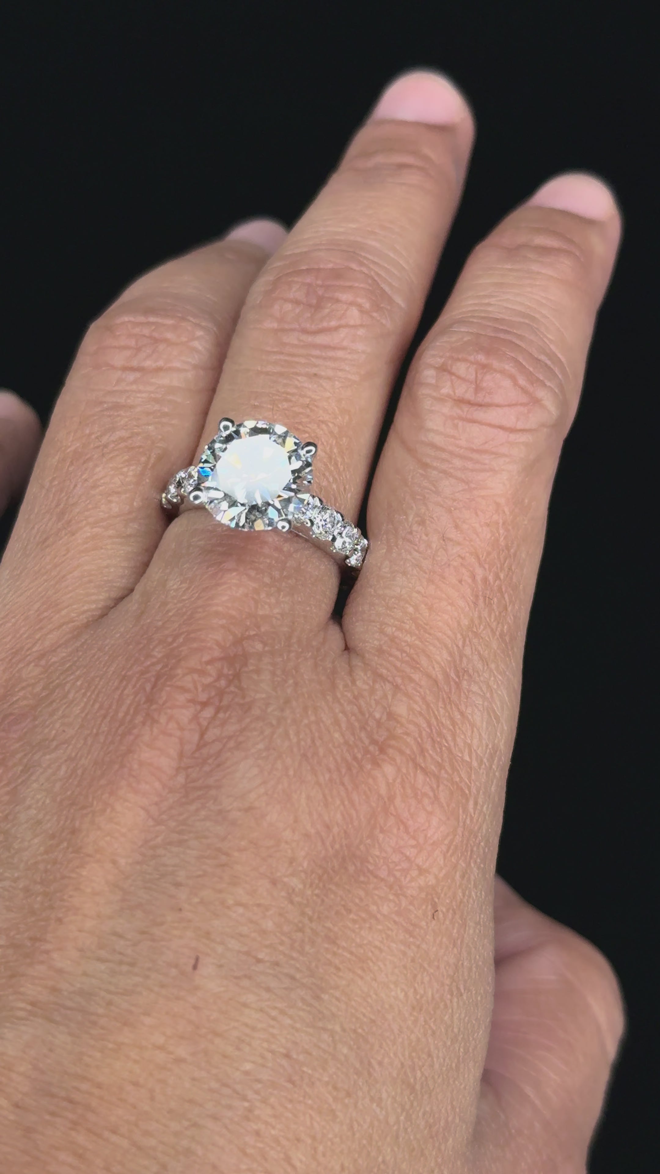 6.53 ctw Solitaire Round Diamond Engagement Ring in 18K White Gold (4.53 ct Center - EGL Certified)