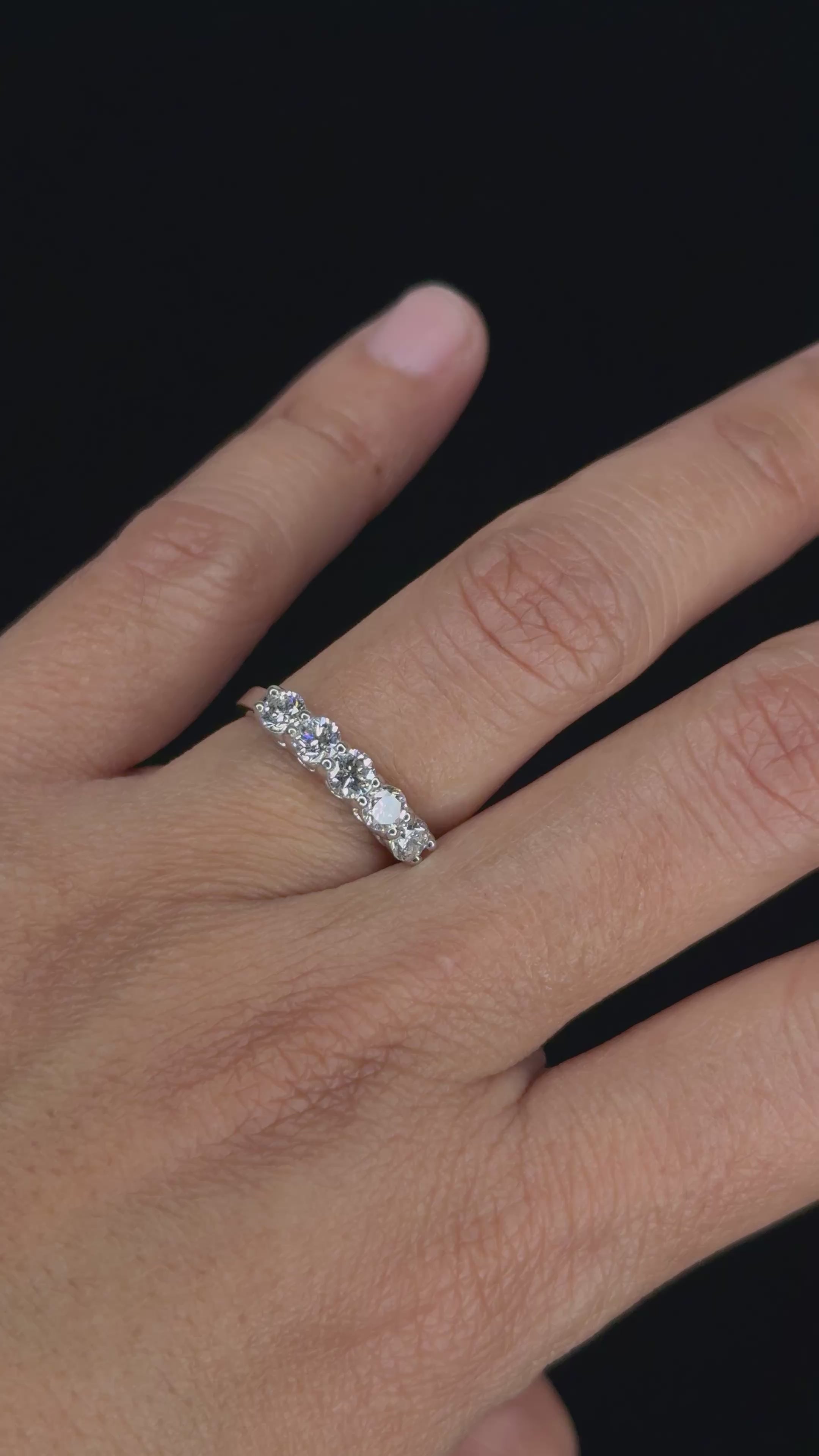 1.00 ct Five Stone Diamond Band in 14K White Gold