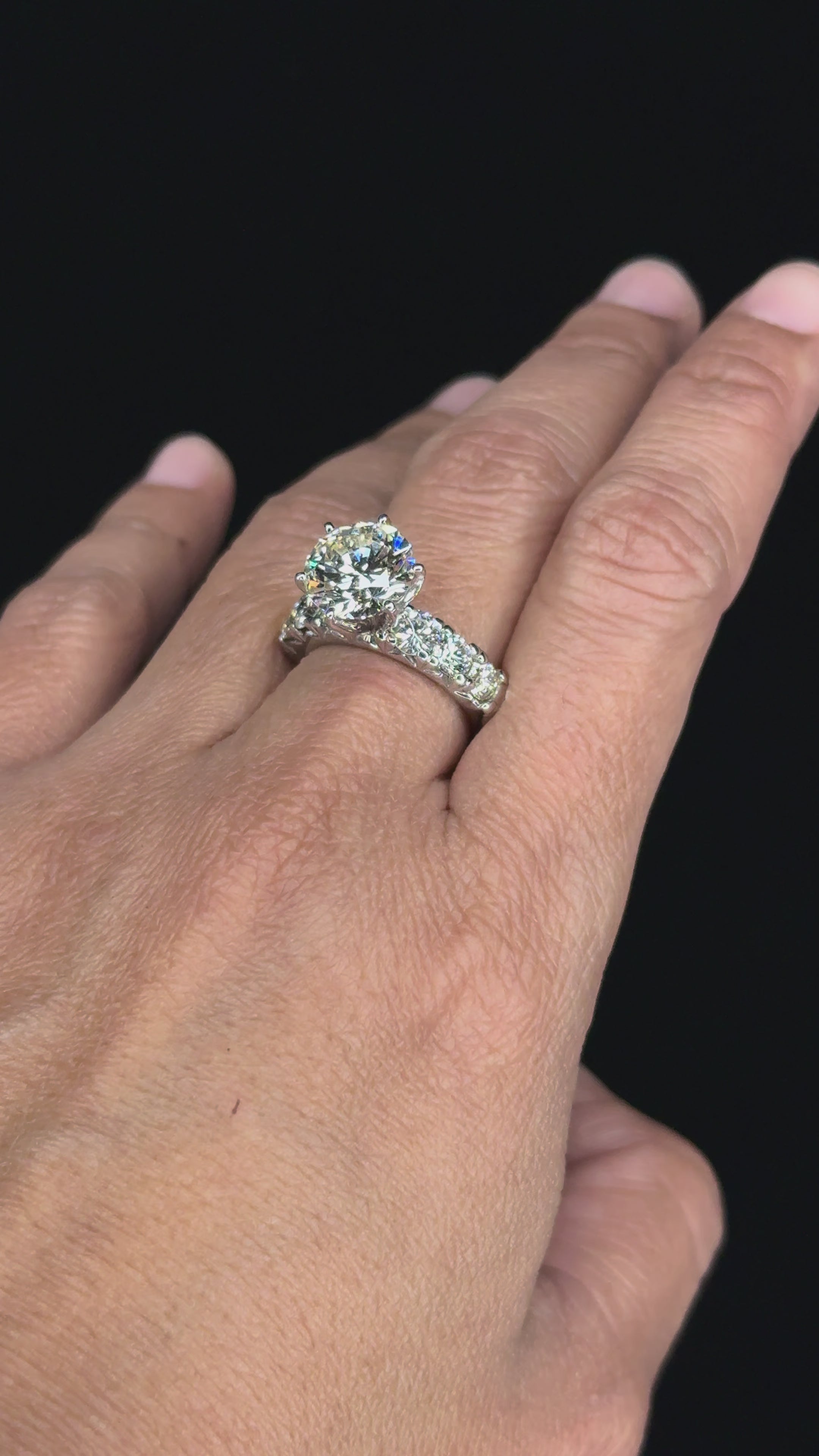 5.59 ctw Solitaire Round Diamond Engagement Ring in 18K White Gold (3.79 ct Center- EGL Certified)