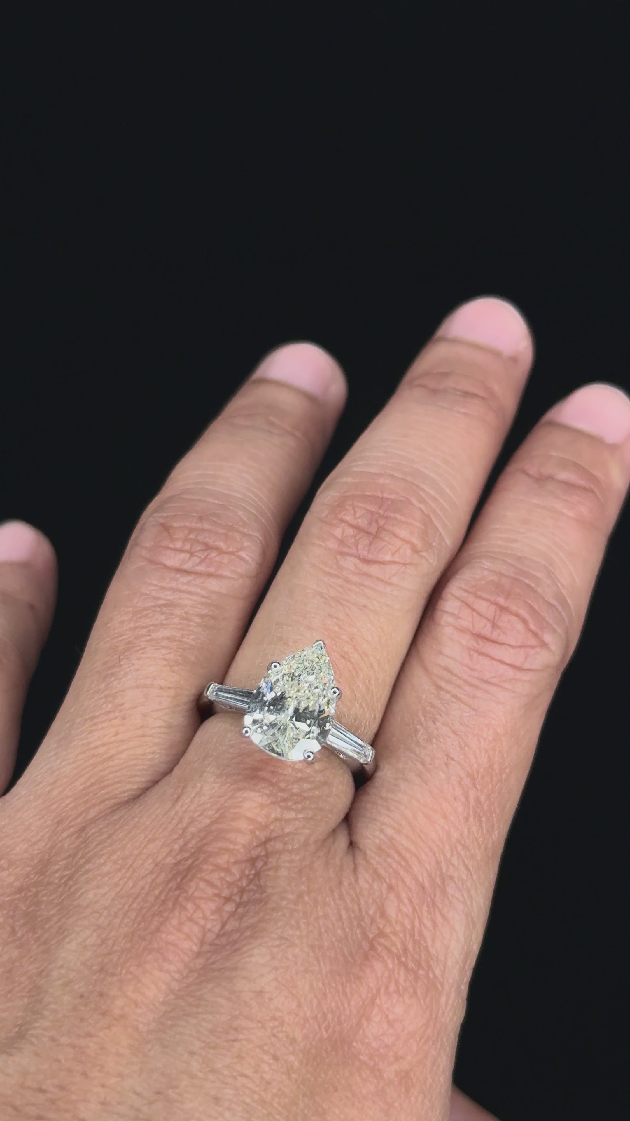 4.02 ctw Solitaire Pear Shape Engagement Diamond Ring in 18K White Gold - EGL Certified