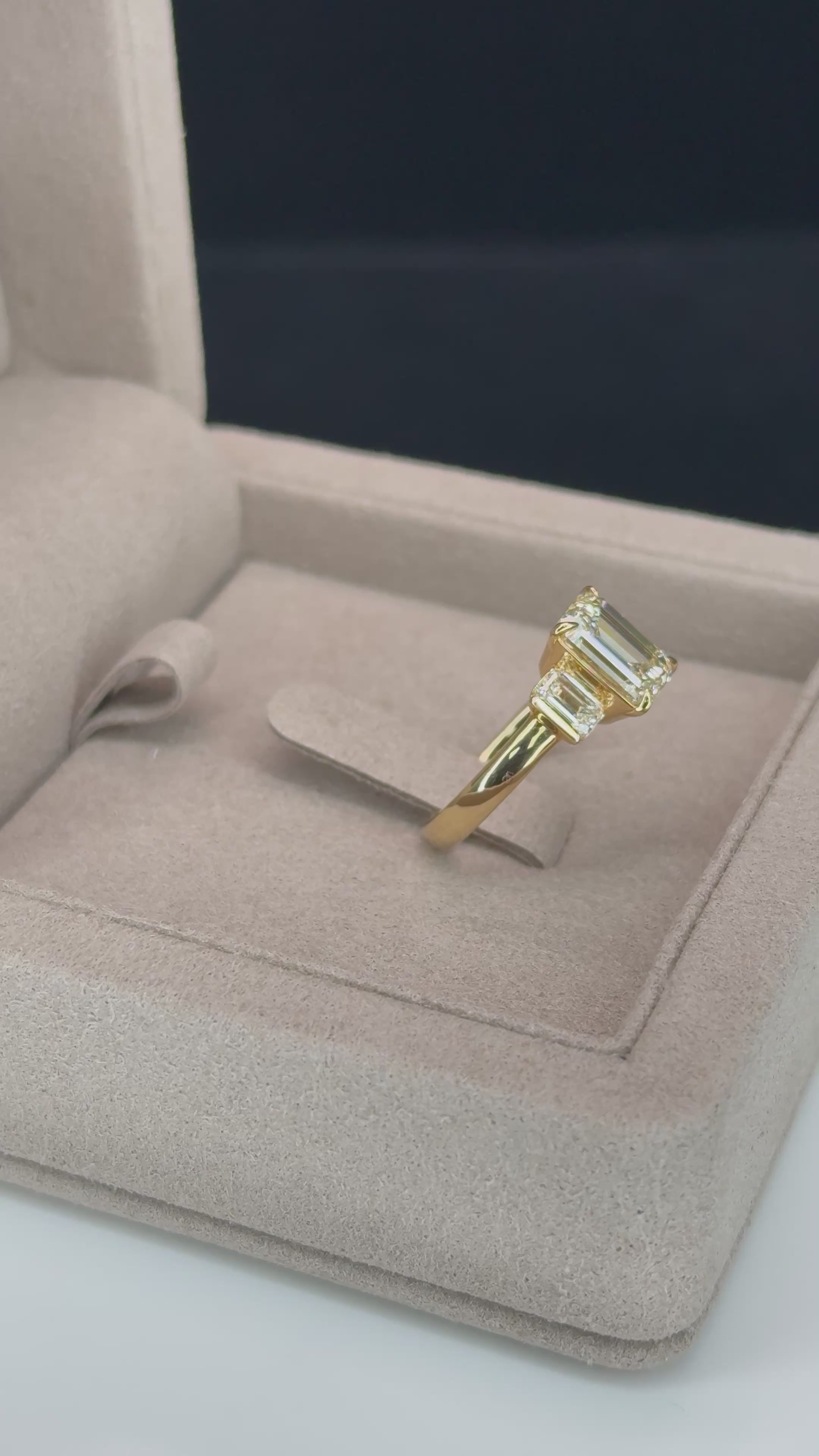3.81 ctw Solitaire Emerald Cut Diamond Engagement Ring in 18K Yellow Gold - GIA Certified