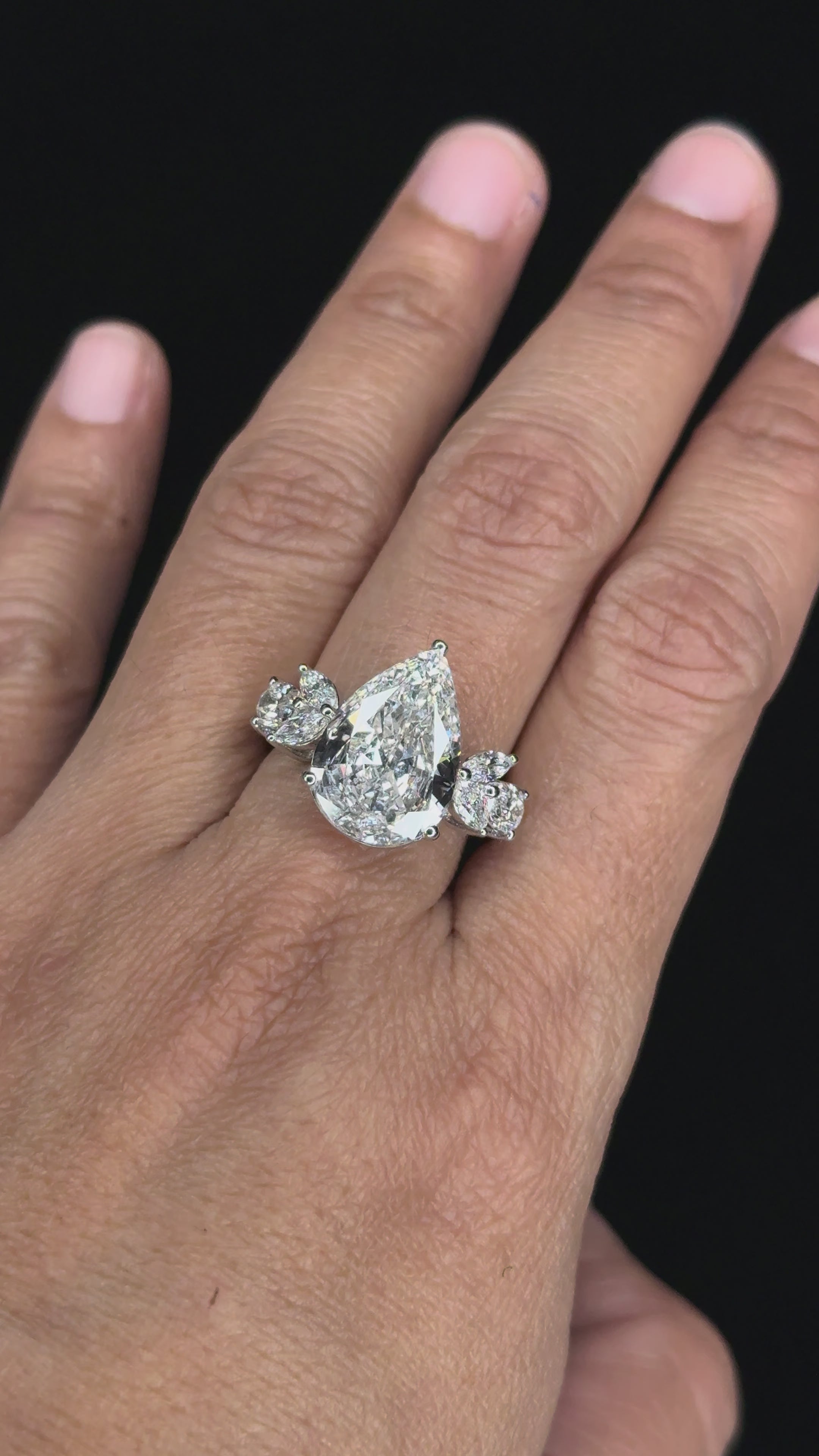6.60 ctw Solitaire Pear Shape Diamond Engagement Ring in 18K White Gold -  GIA Certified
