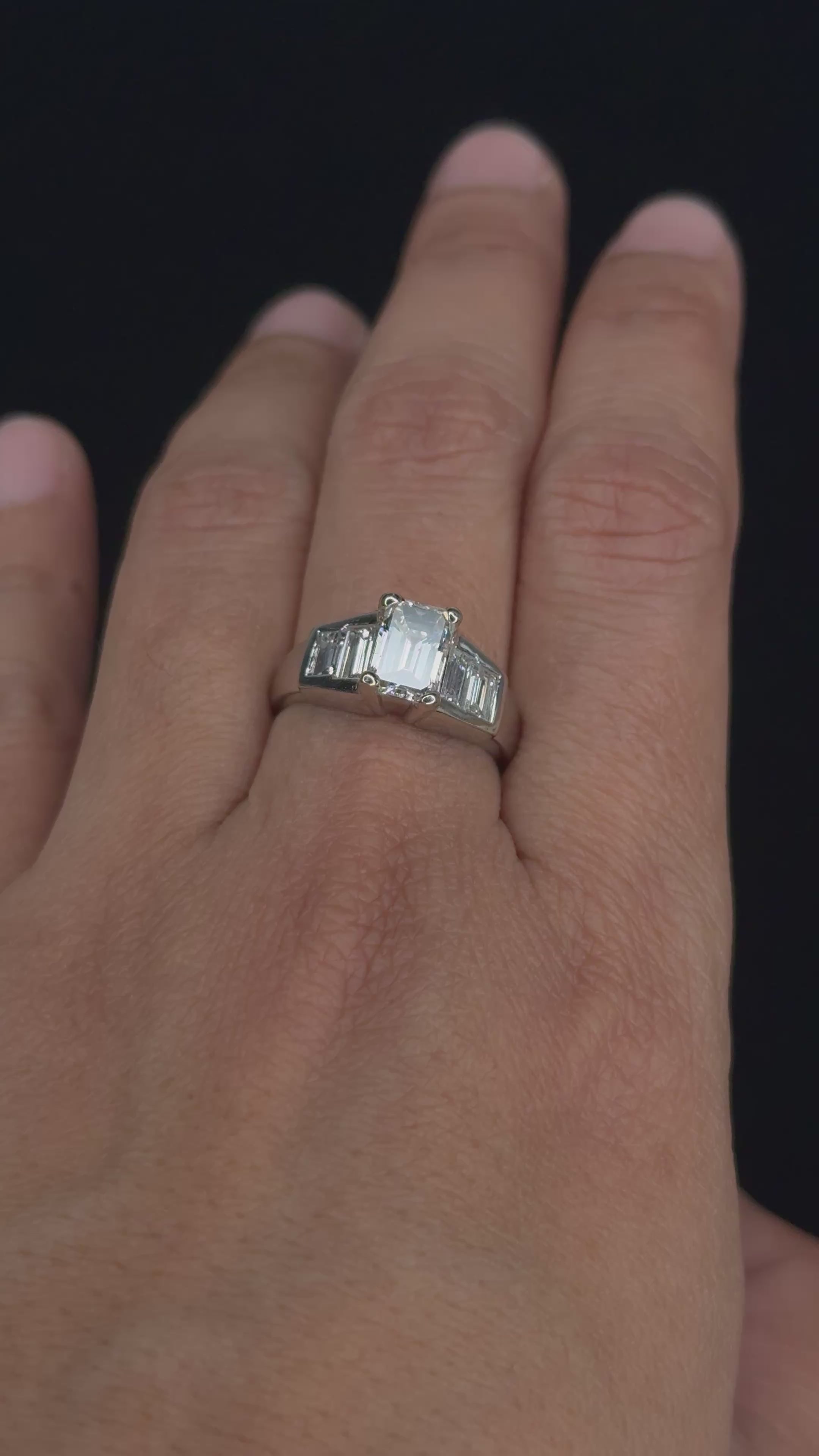 2.01 ctw Solitaire Emerald Cut Engagement Ring in 14K White Gold