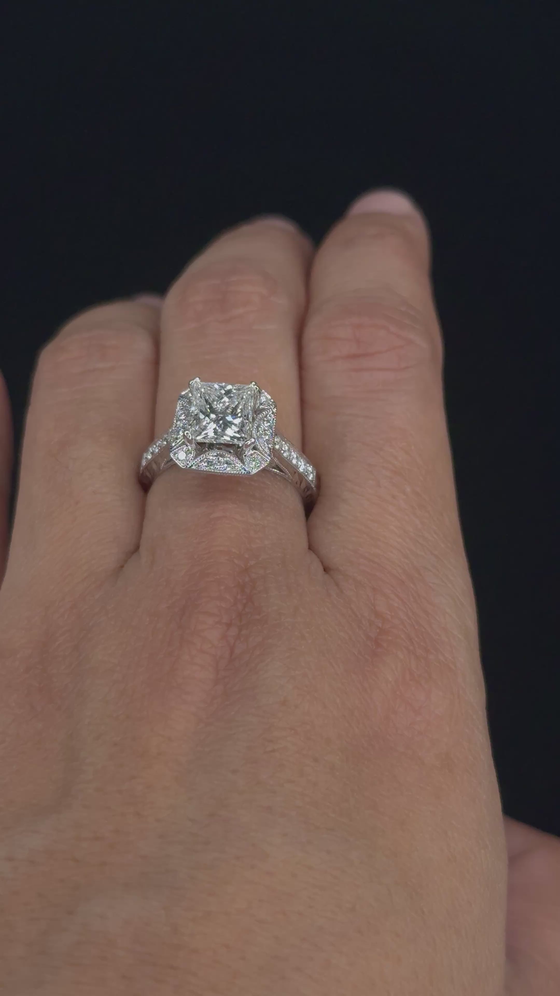 2.47 ctw Solitaire Princess Cut Engagement Ring in 14K White Gold (2.02 ct Center - EGL Certified)