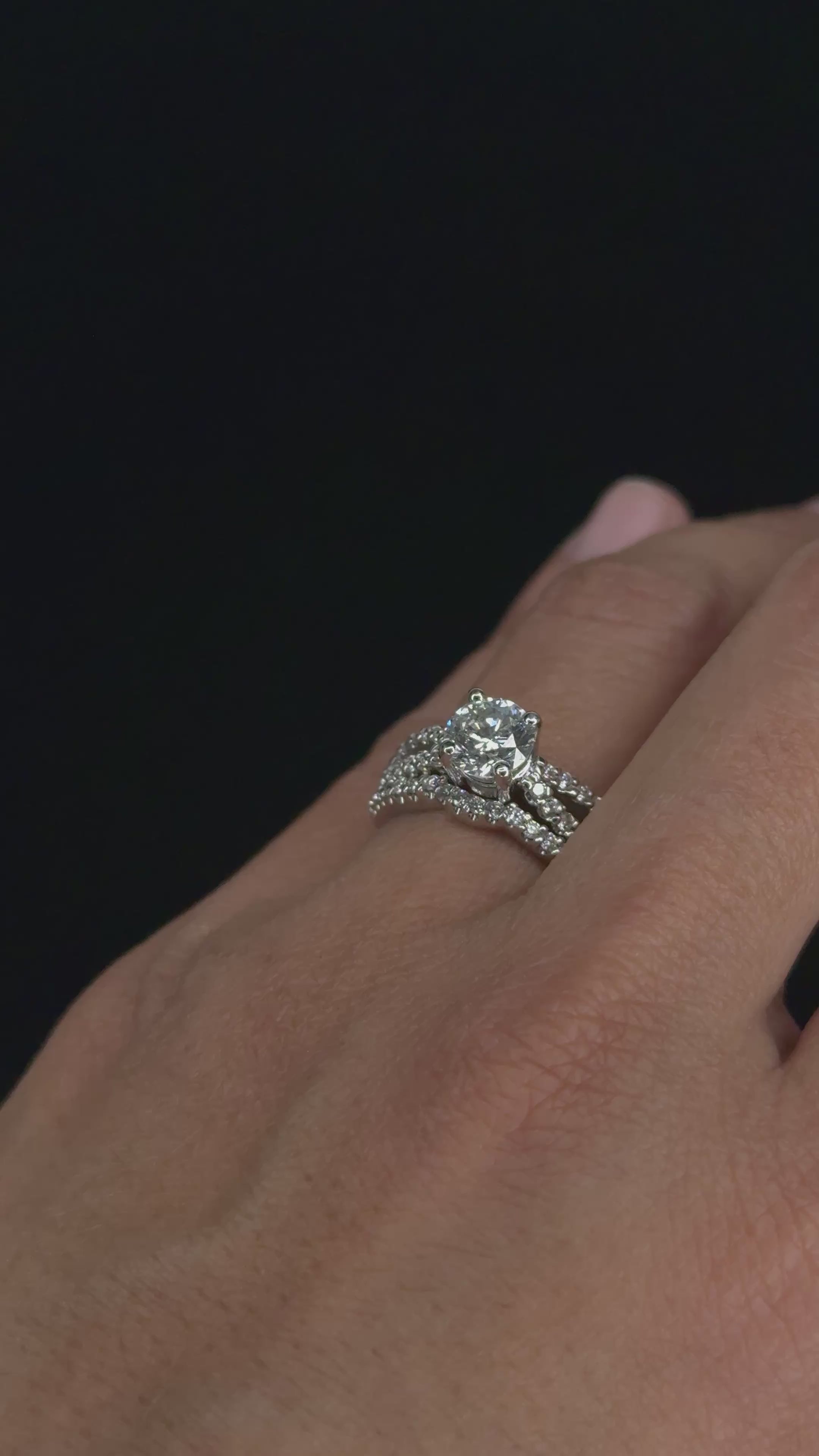 2.01 ctw Solitaire Engagement Ring Twin Set in 14K White Gold (1.24 ct Center - EGL Certified)