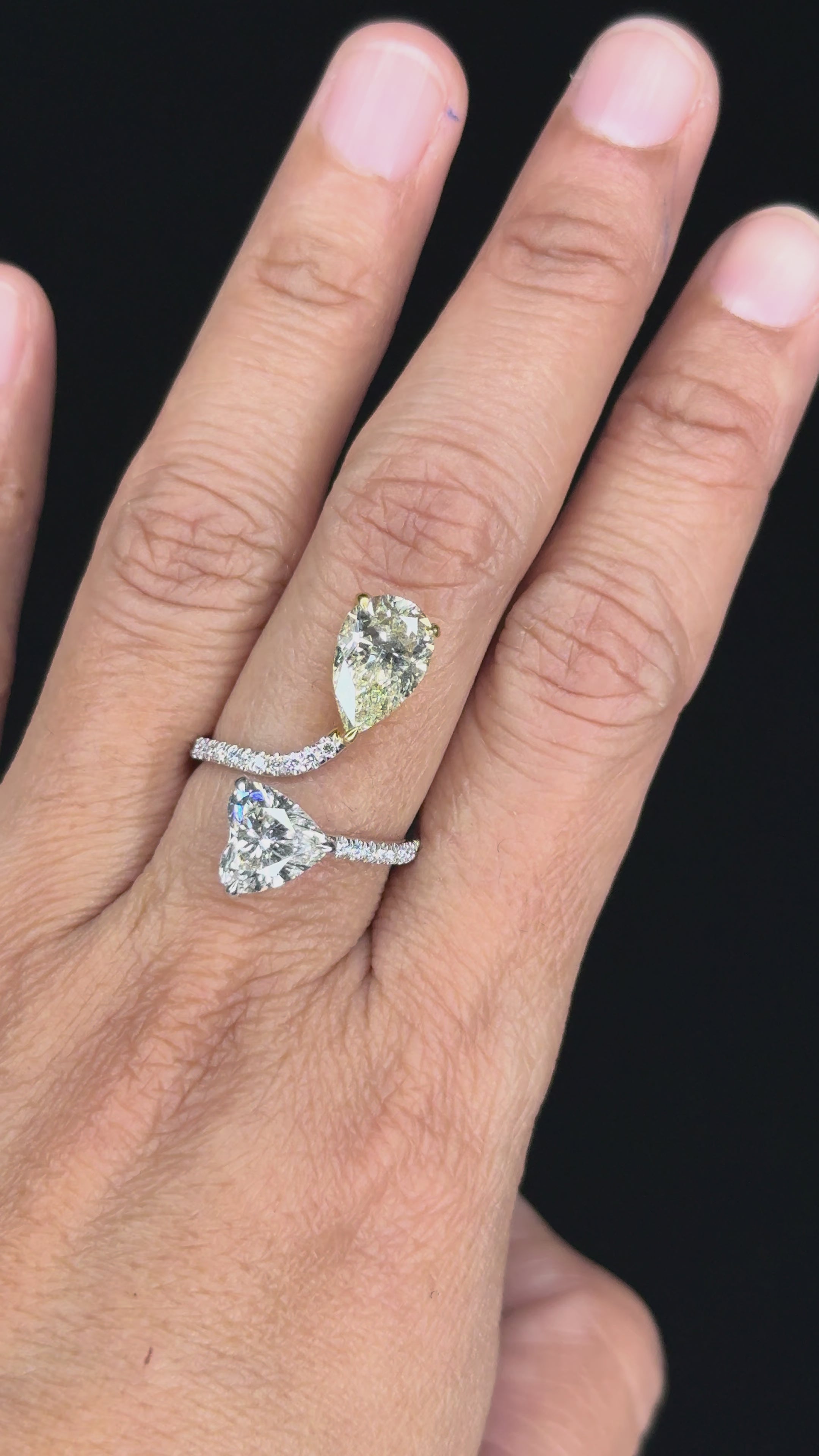 4.72 ctw Solitaire Pear Shape & Heart Shape Diamond Ring in 18K White Gold -  EGL Certified