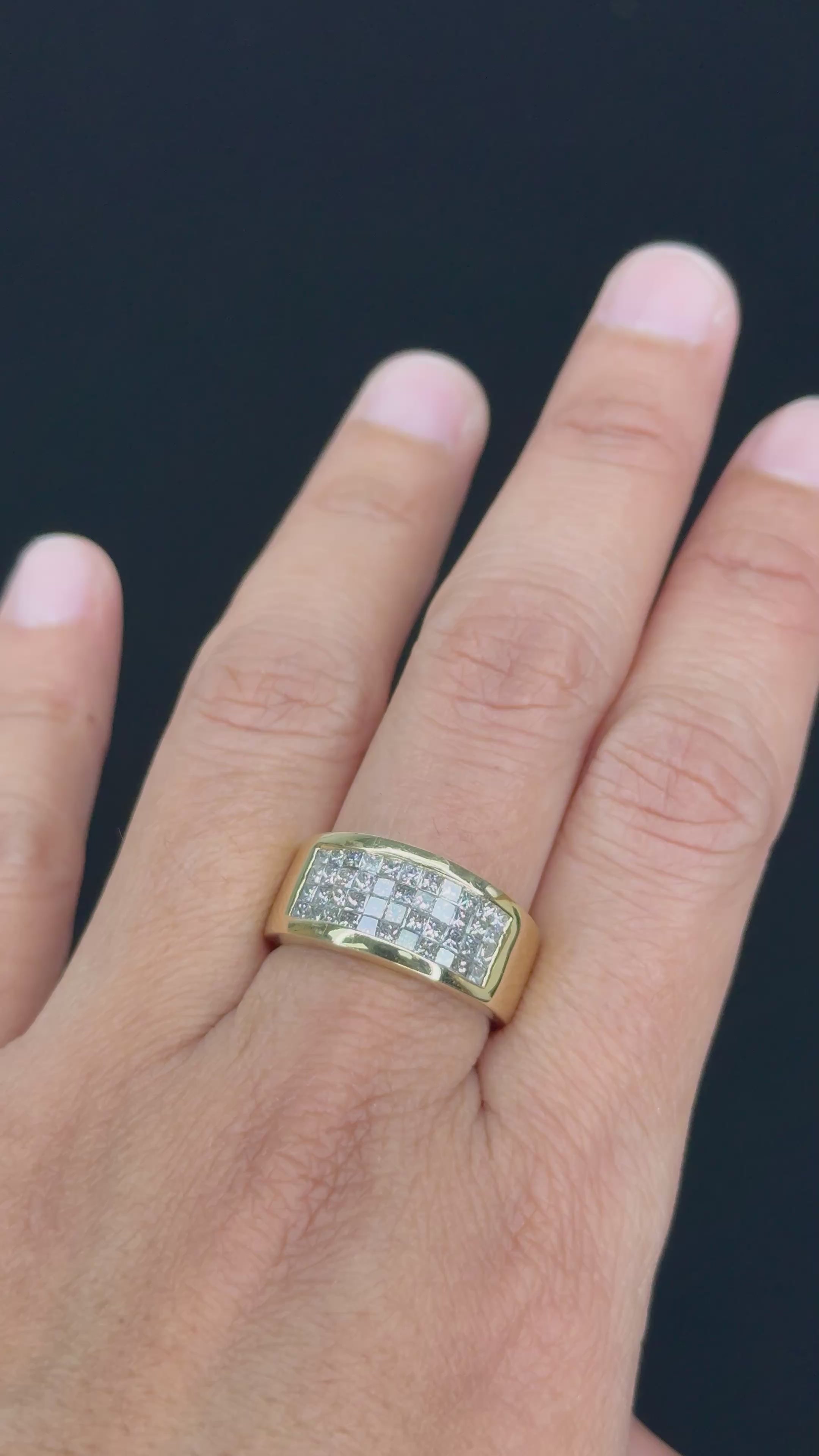 1.00 ct Invisible Set Princess Cut Diamond Band 14K Yellow Gold