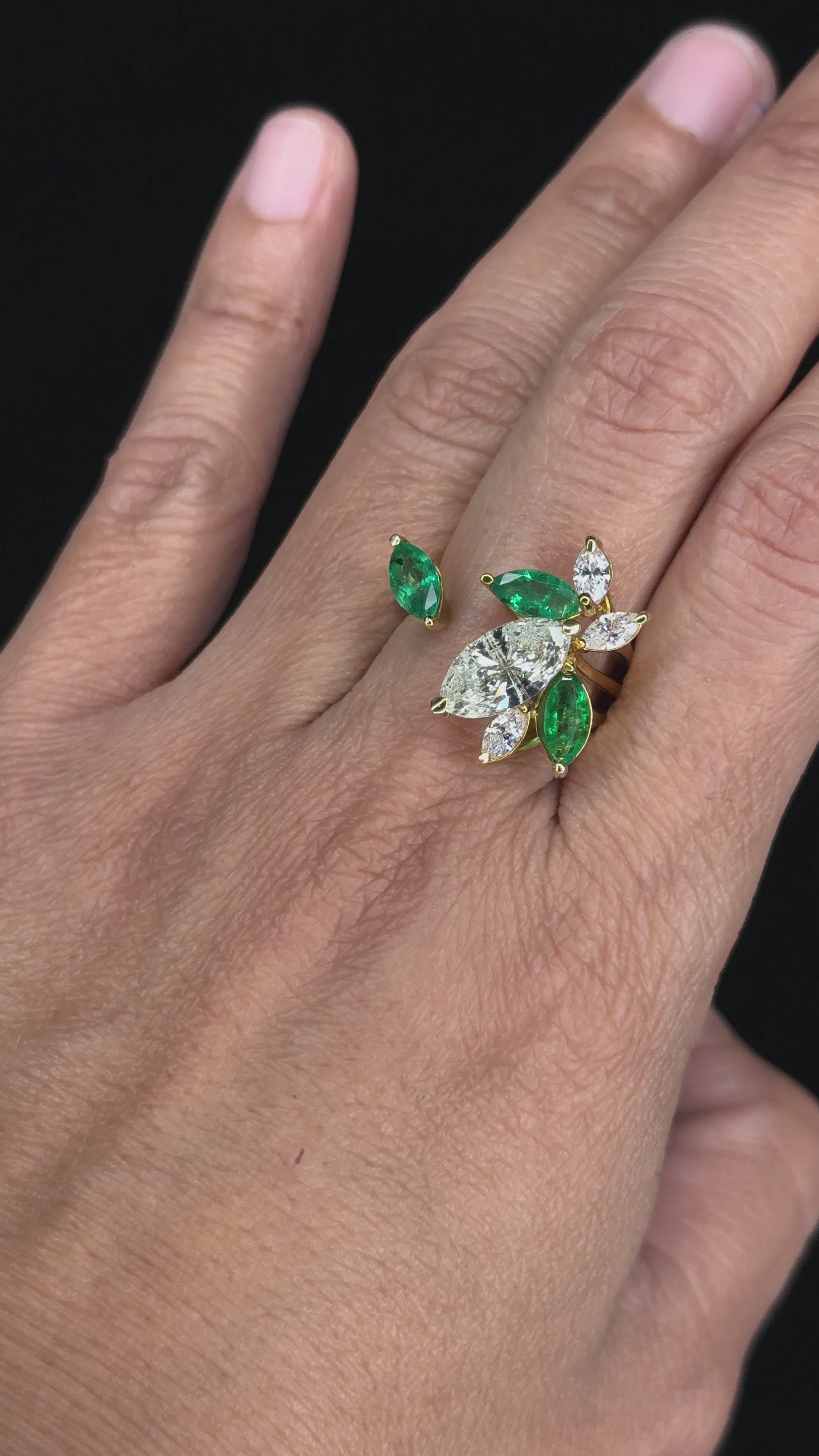 2.10 ctw Diamond and 1.51 ct Emerald Ring in 18K Yellow Gold (1.61 ct Center - EGL Certified)