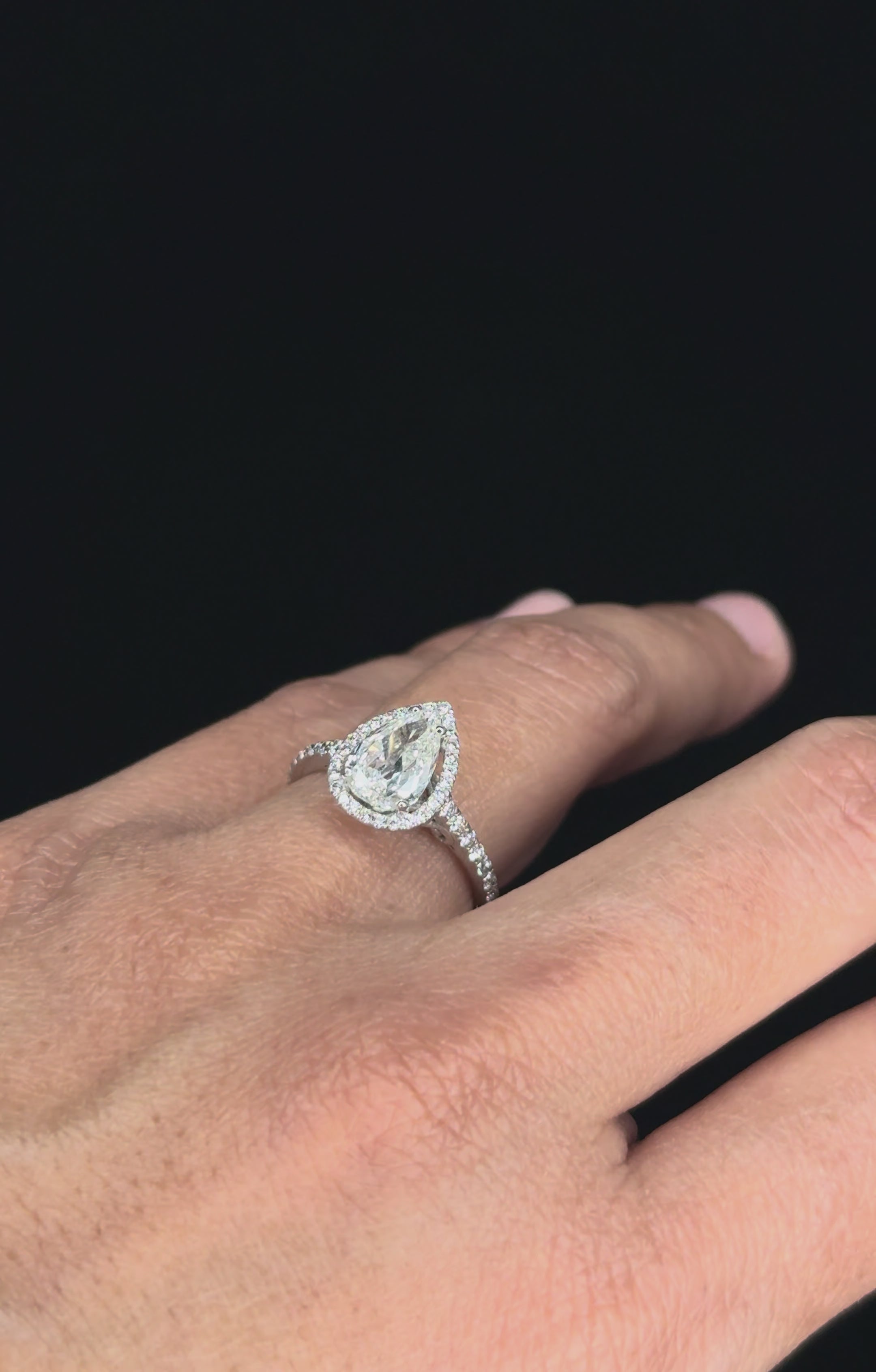 1.82 ctw Solitaire Pear Shape Engagement Diamond Ring in 18K White Gold - GIA Certified