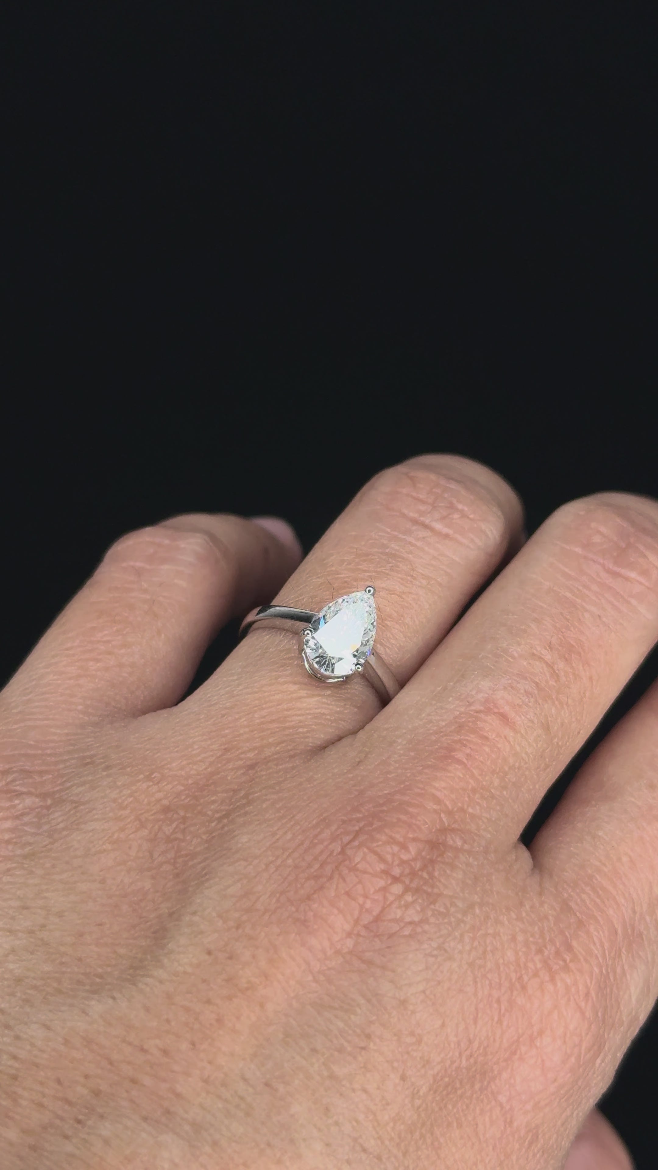 1.50 ct Solitaire Pear Shape Engagement Diamond Ring in 18K White Gold