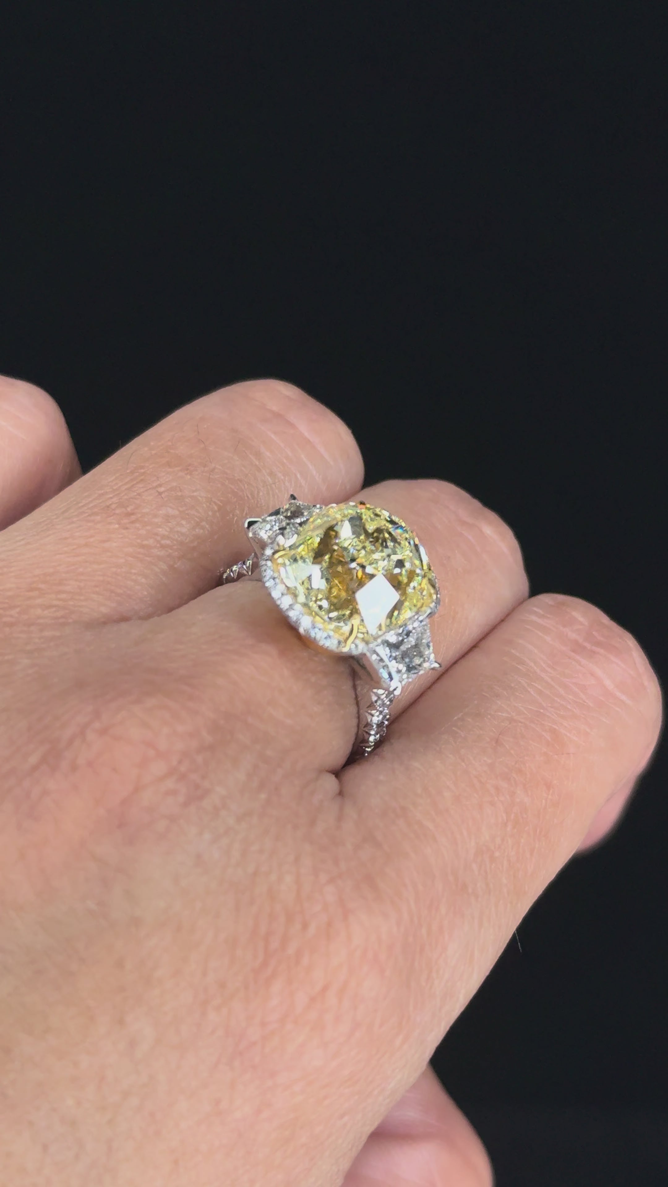 11.89 ctw Solitaire Cushion Fancy Yellow Diamond Ring - GIA Certified