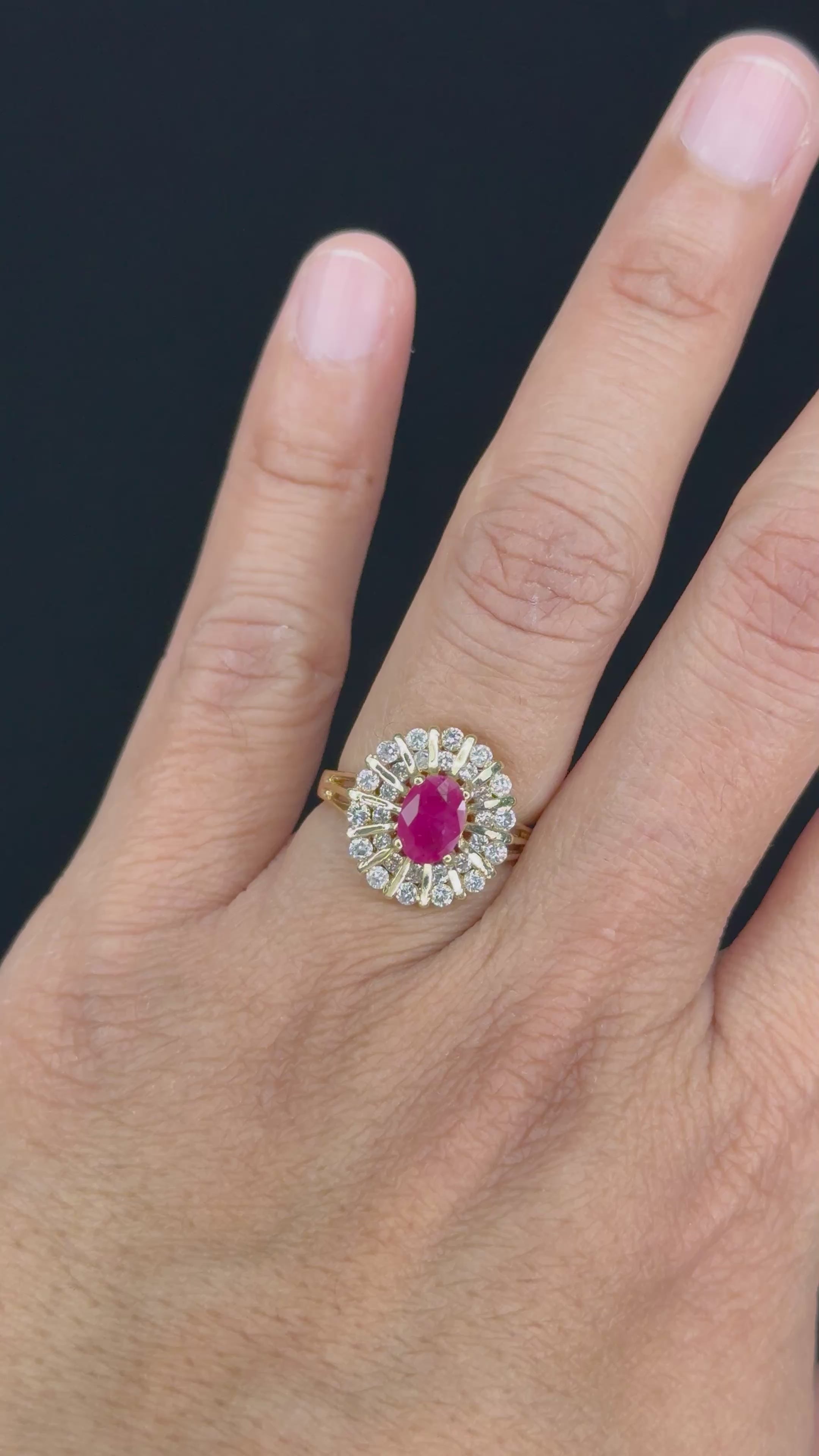 1.00 ct Ruby & 1.00 ct Diamond Ring in 14K Yellow Gold