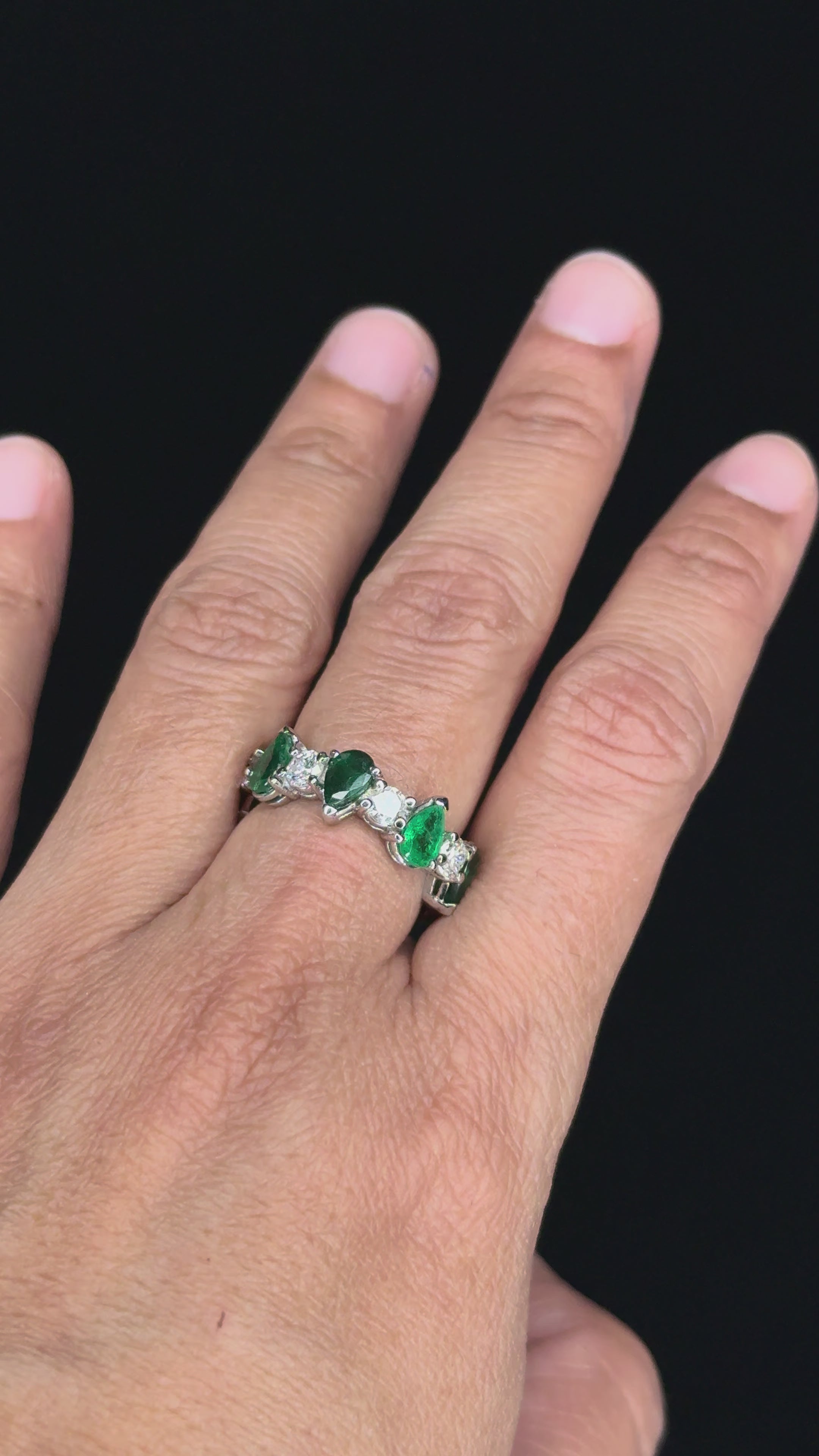 1.67 ct Diamond & 3.05 ct Emerald Ring in 18K White Gold