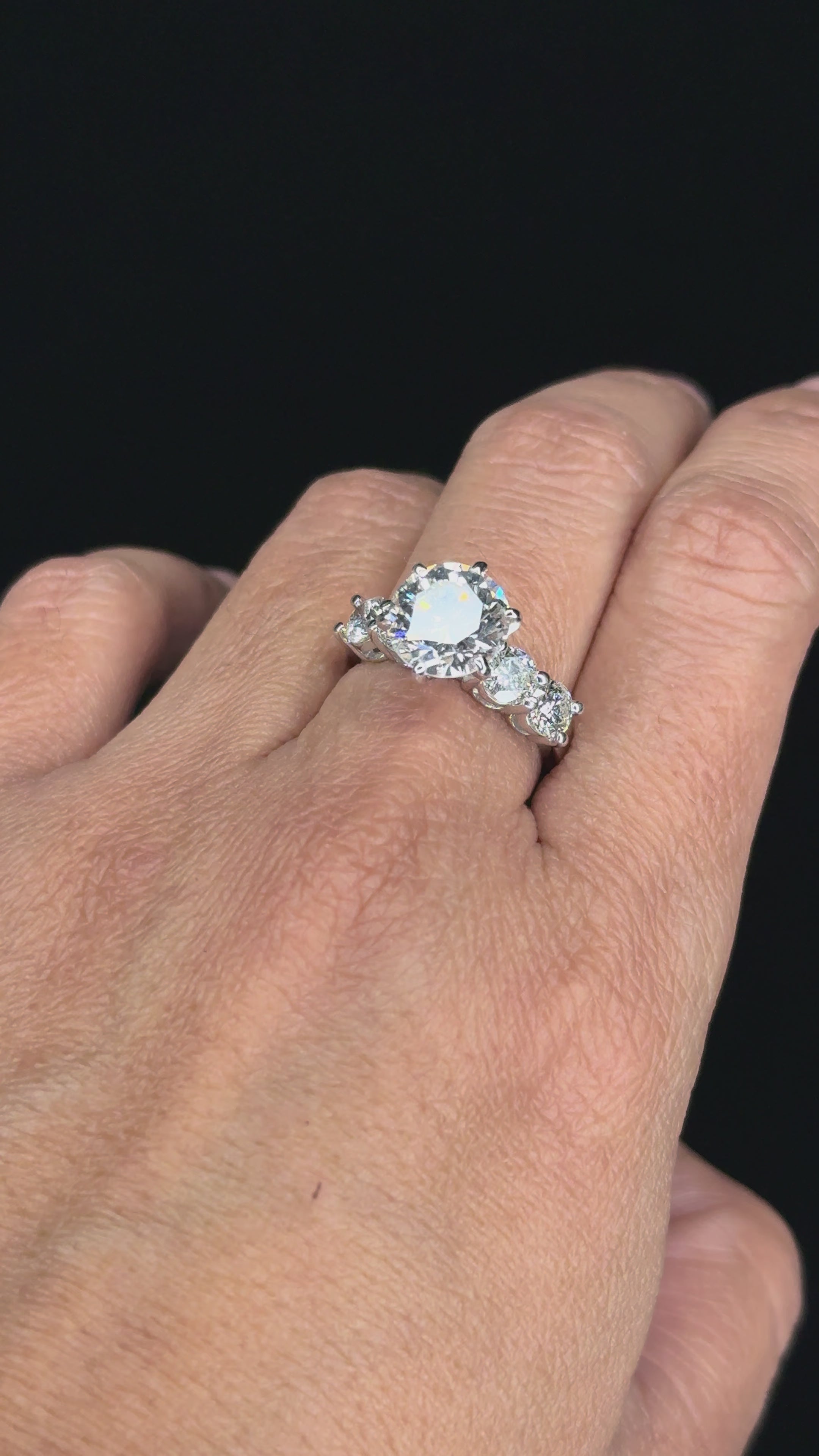 4.76 ctw Solitaire Round Diamond Engagement Ring in 18K White Gold (3.33 ct Center - EGL Certified)