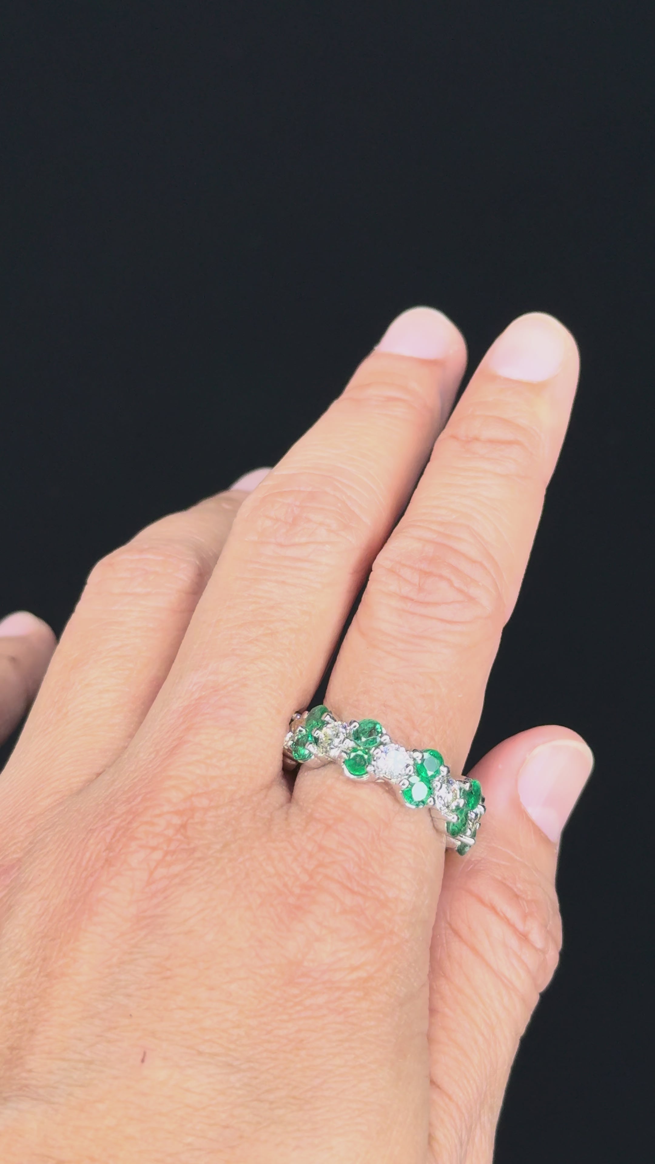 2.60 ct Diamond and 3.90 ct Emerald Ring in 18K White Gold