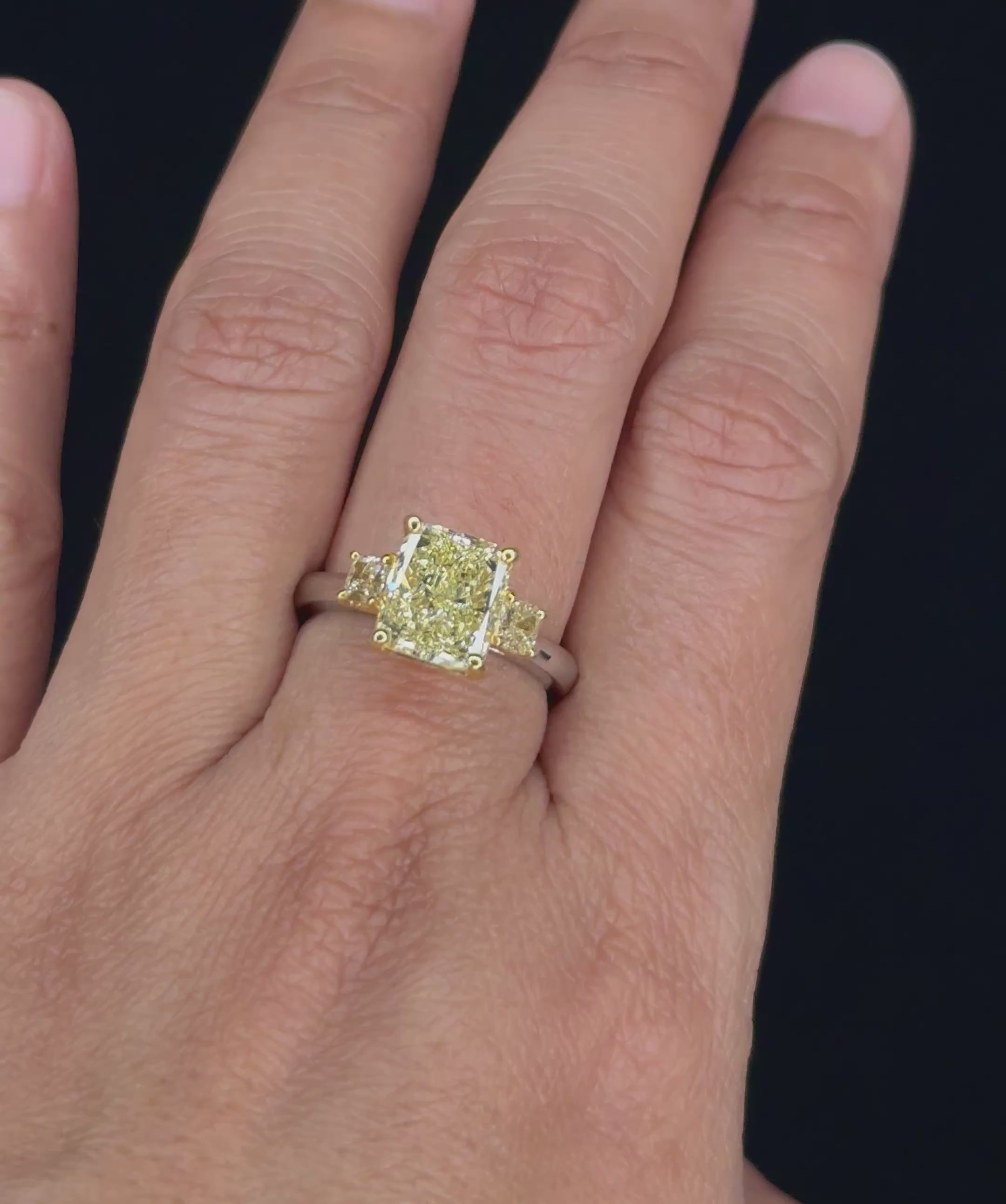 3.58 ctw Solitaire Cushion Engagement Diamond Ring in 18K Two-Tone White & Yellow Gold - GIA Certified