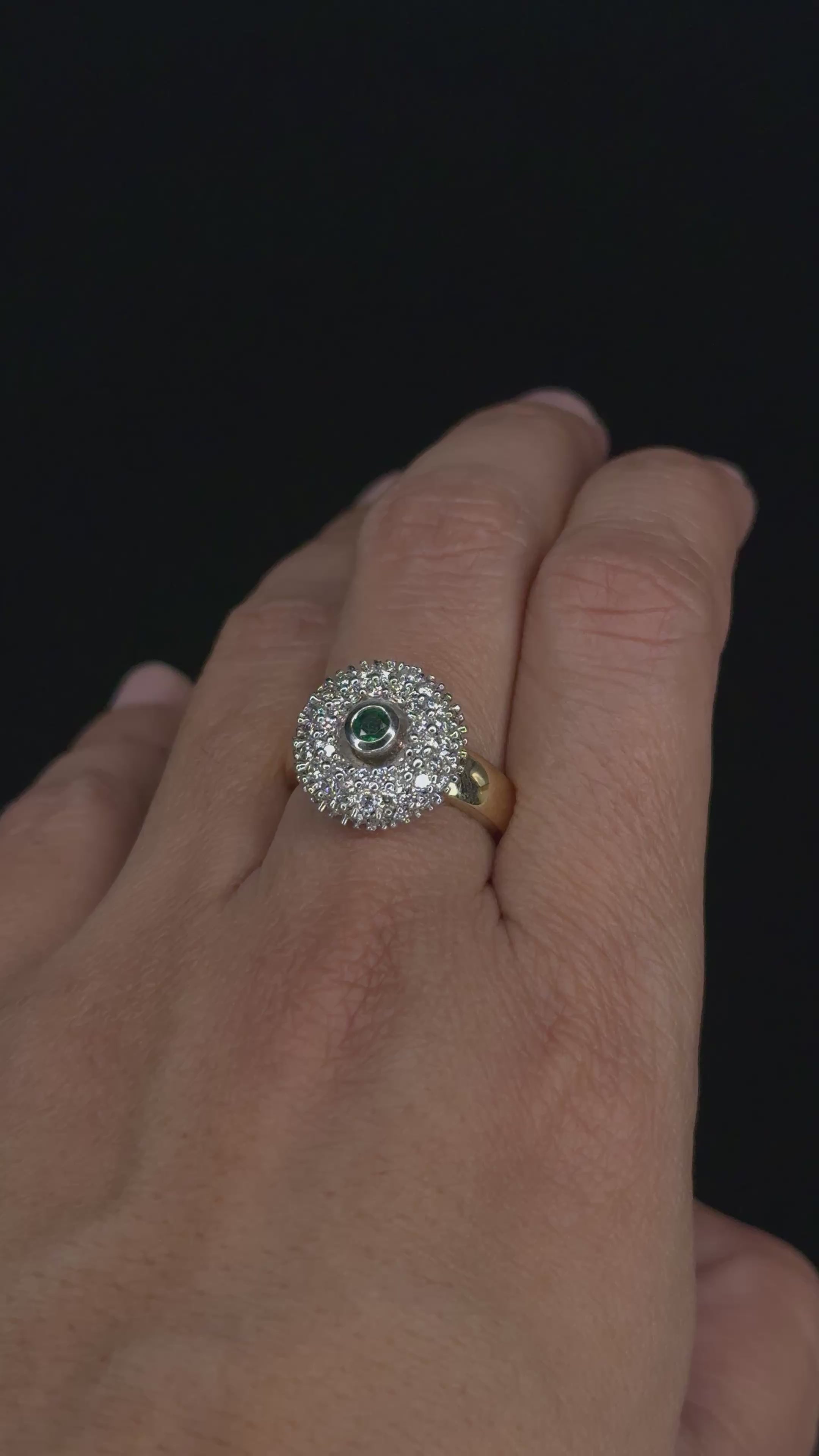 0.30 ct Emerald & 1.20 ct Diamond Ring in 14K Yellow Gold