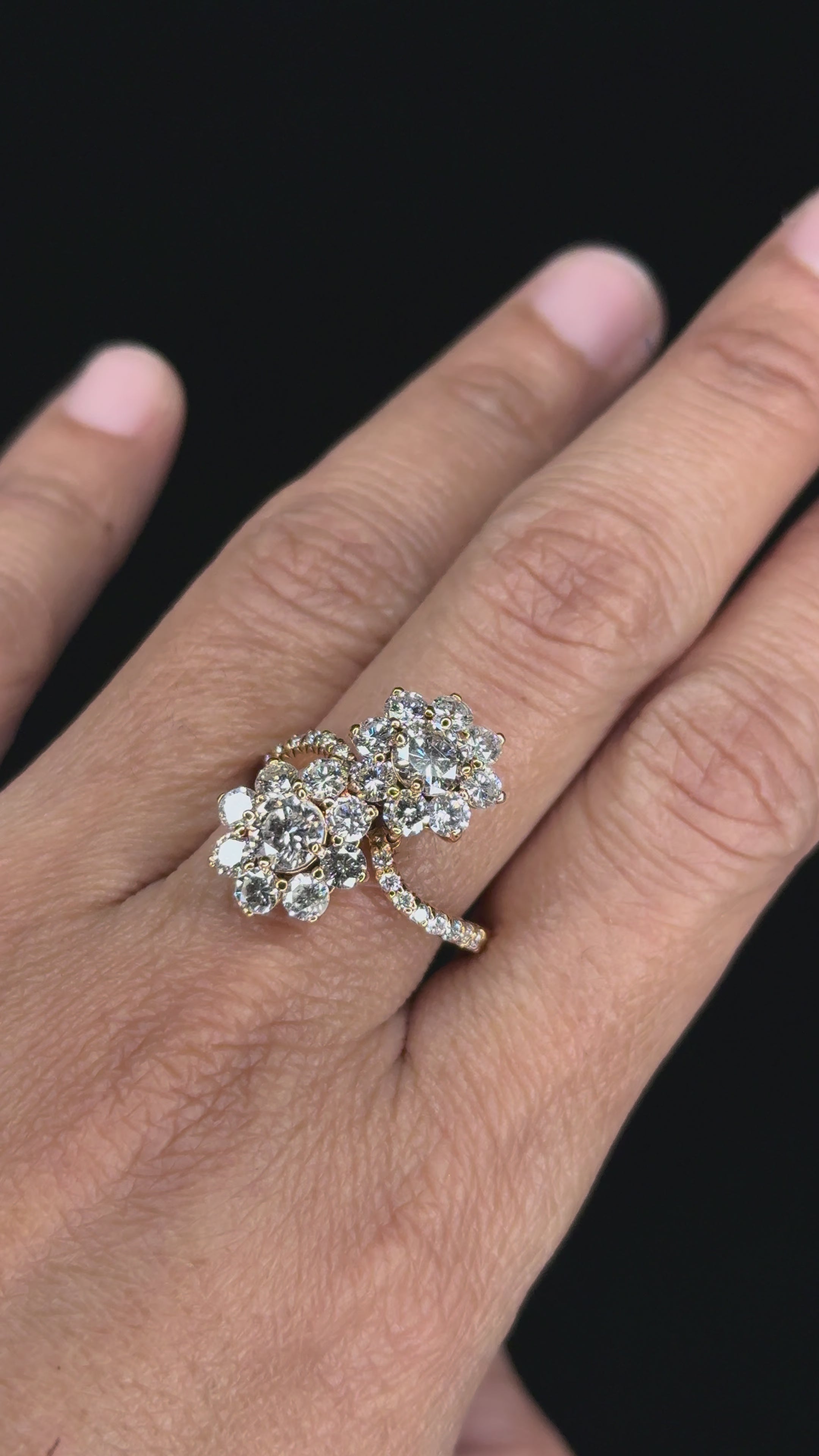 3.39 ctw Diamond Cluster Ring in 18K Yellow Gold
