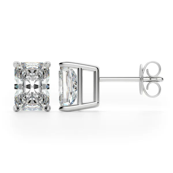 4.02 ct Radiant Solitaire Diamond Studs - GIA Certified